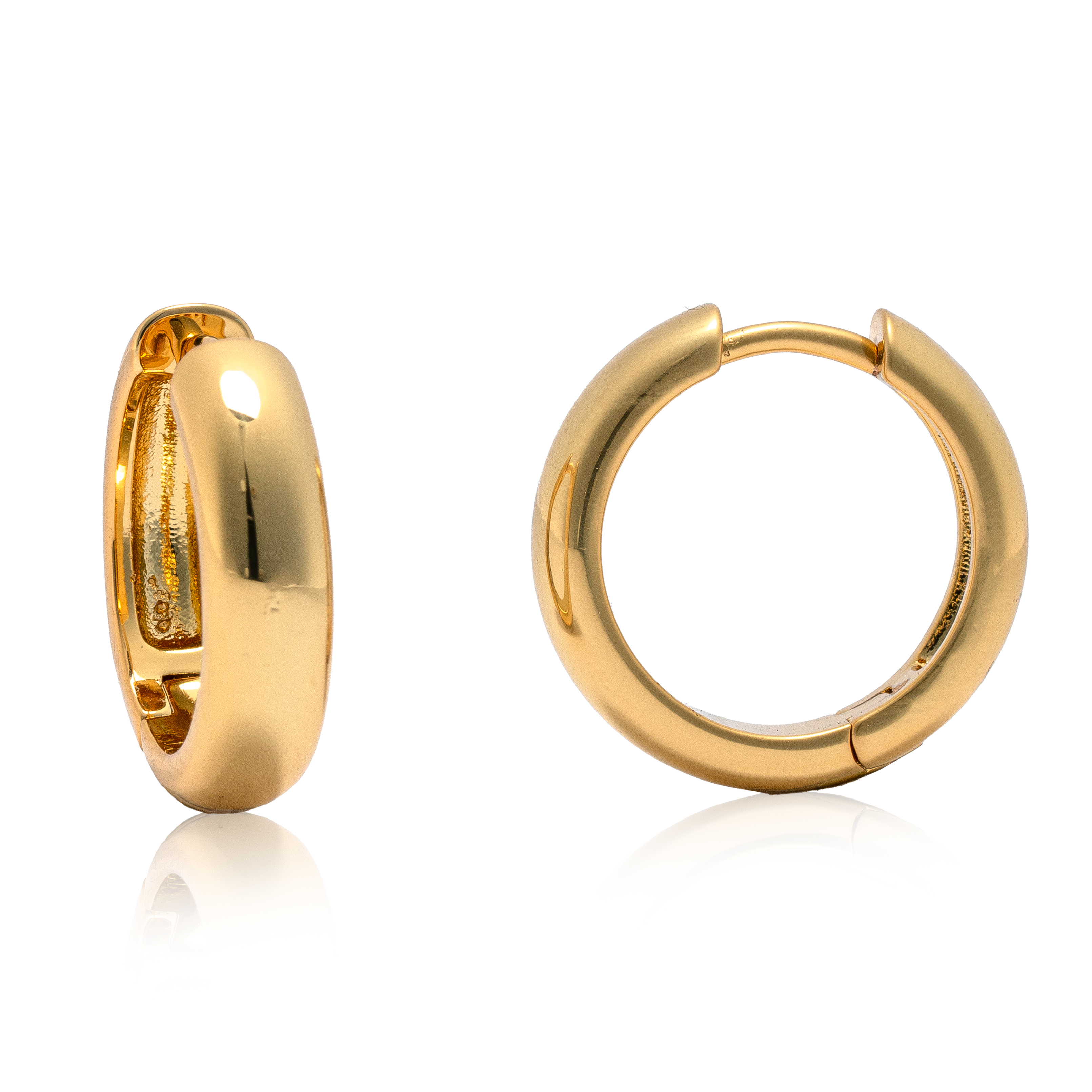 Picture of gold plain chunky round huggie hoop earring