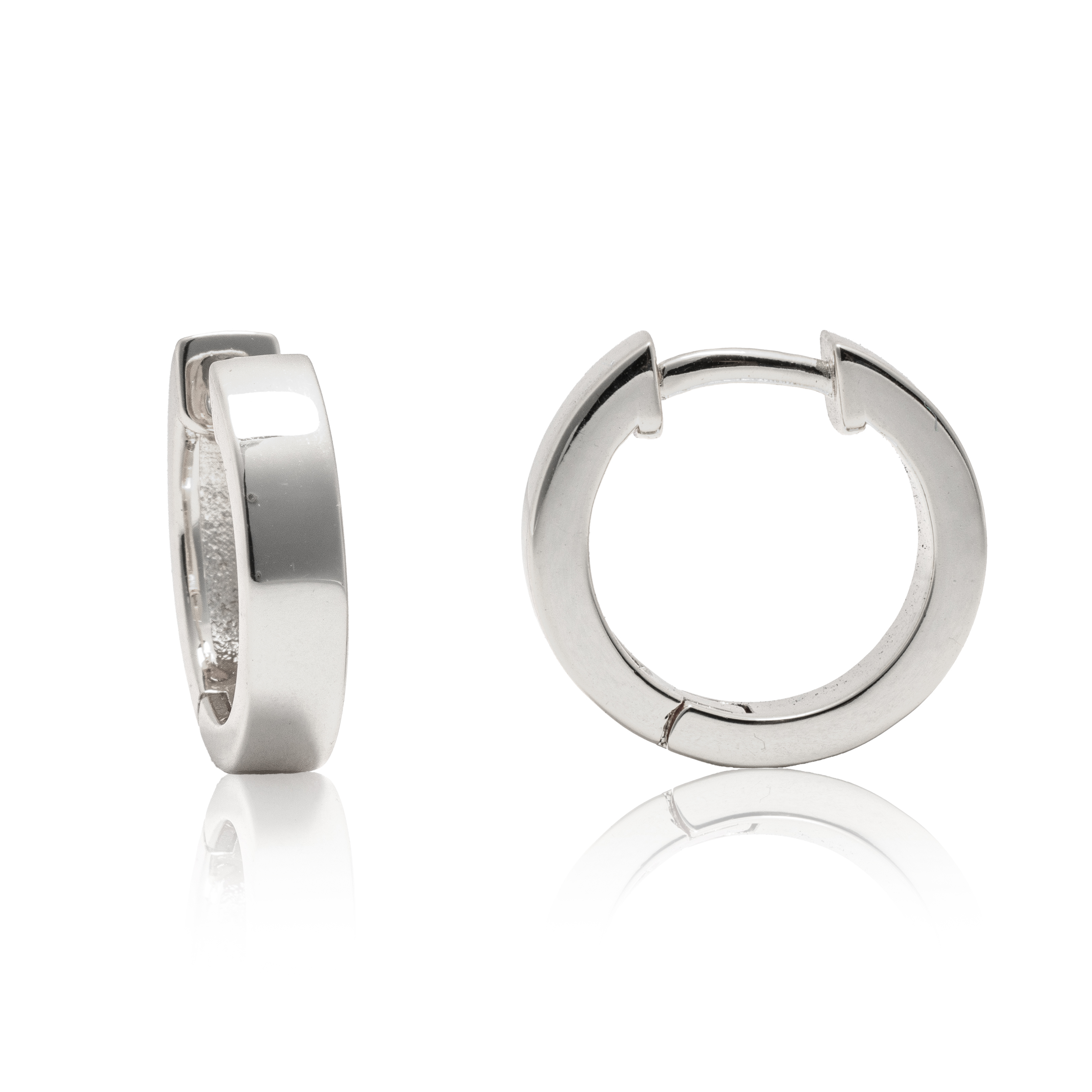 Picture of silver plain chunky band huggie hoop earring