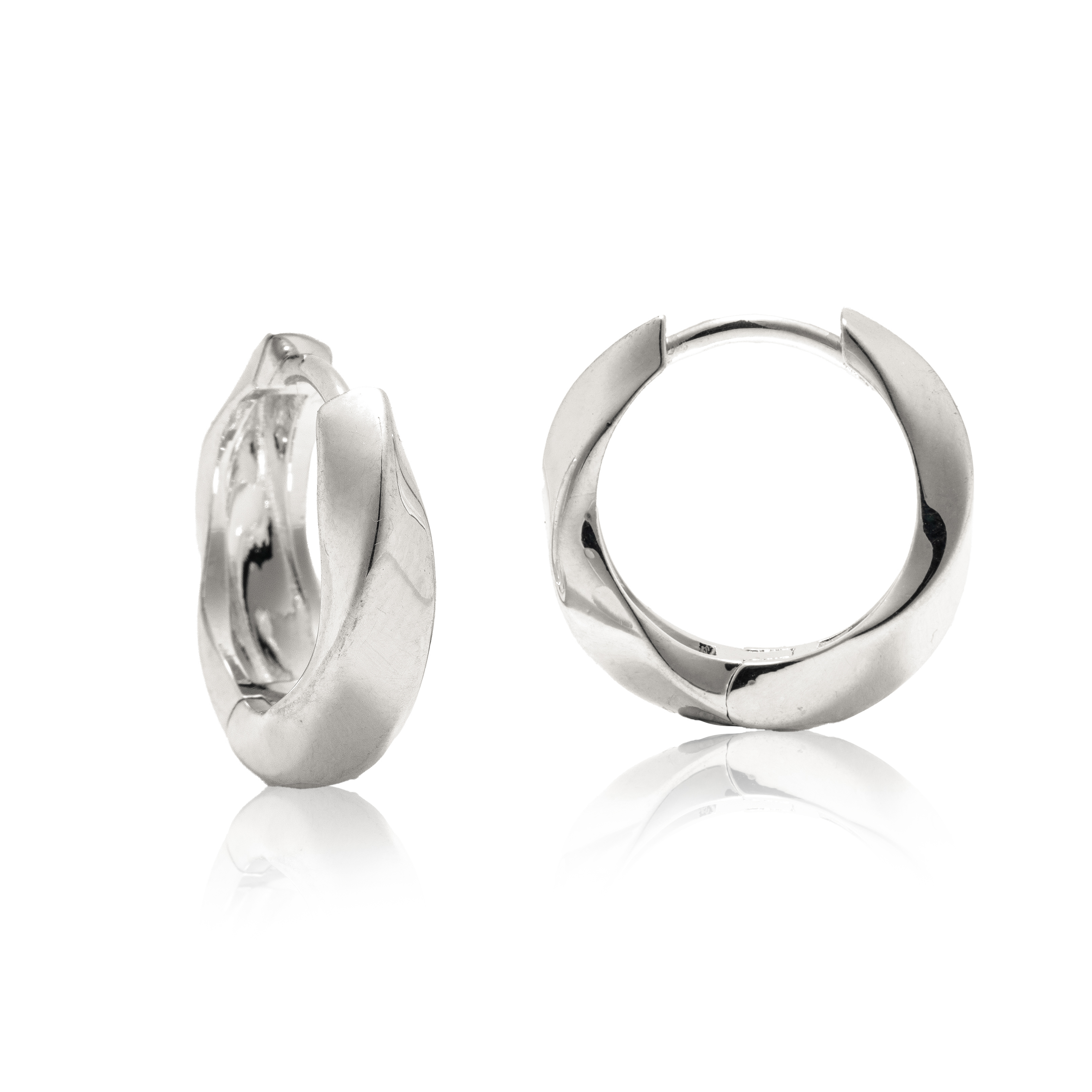 Picture of silver plain chunky twisted huggie hoop earring