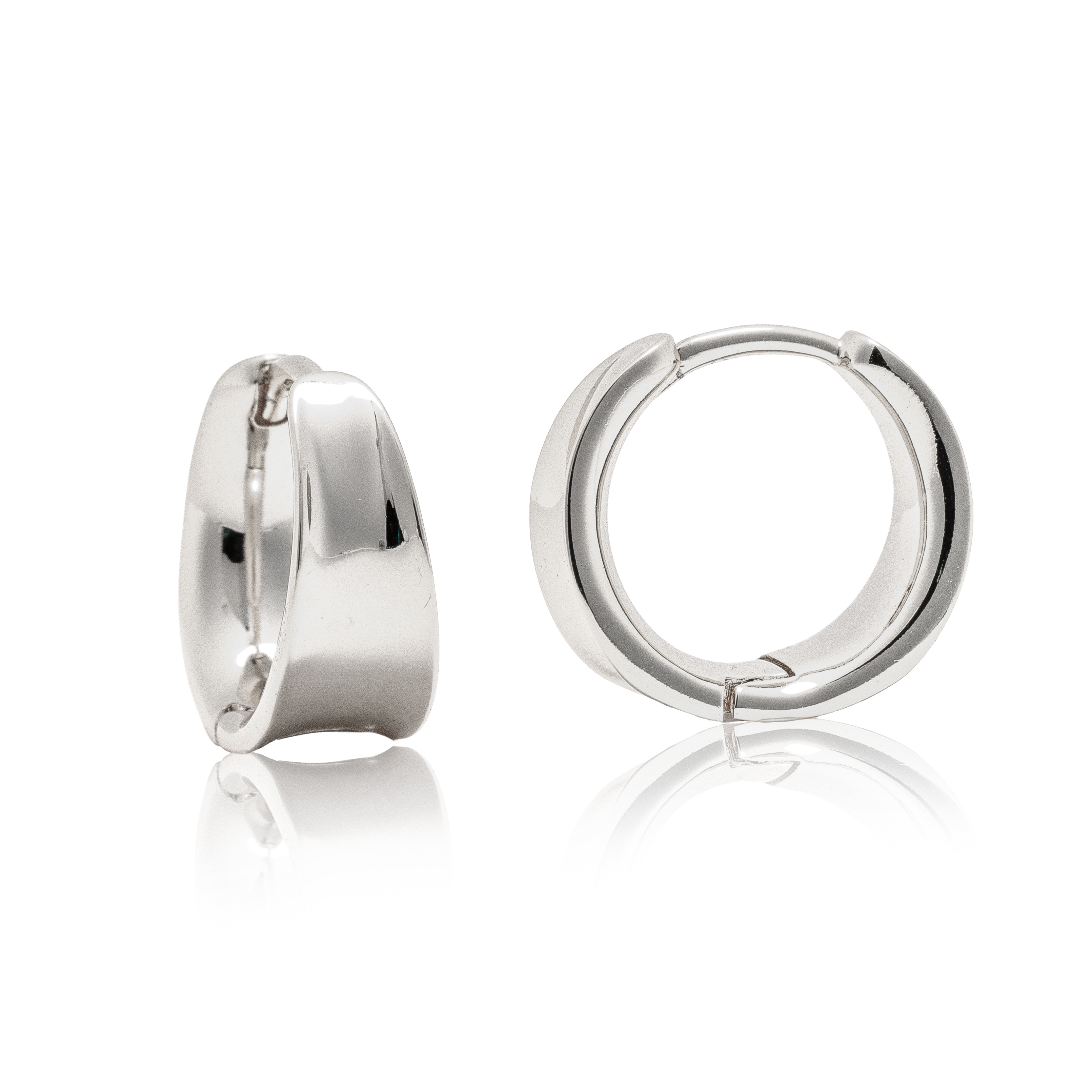 Picture of silver plain chunky channel huggie hoop earring