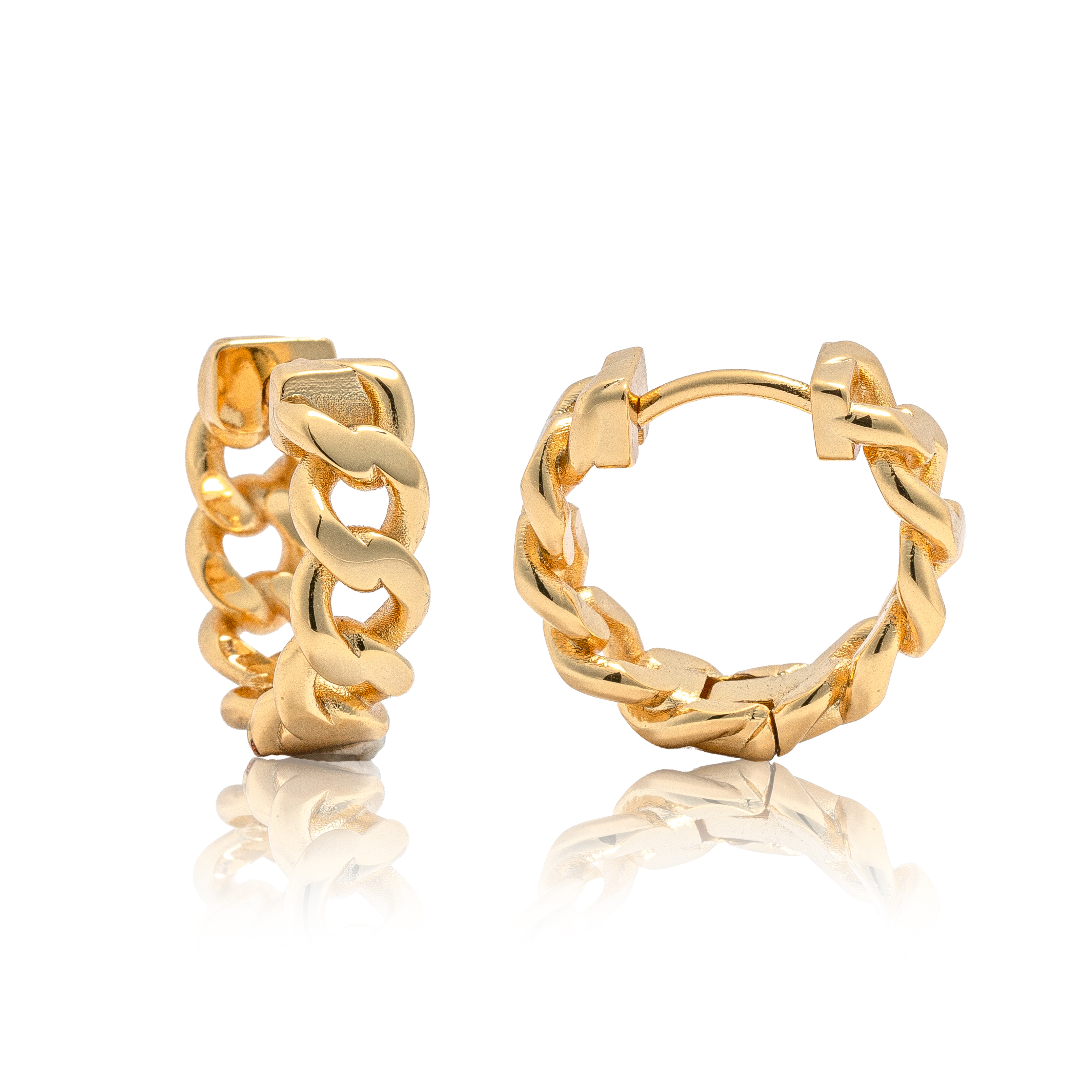 Picture of gold plain chunky chain huggie hoop earring