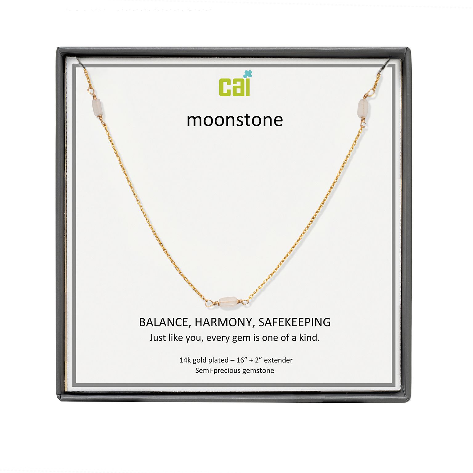 Picture of gold moonstone station bar gemstone necklace