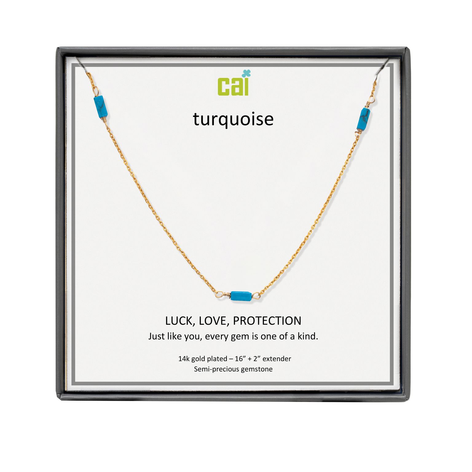 Picture of gold turquoise station bar gemstone necklace