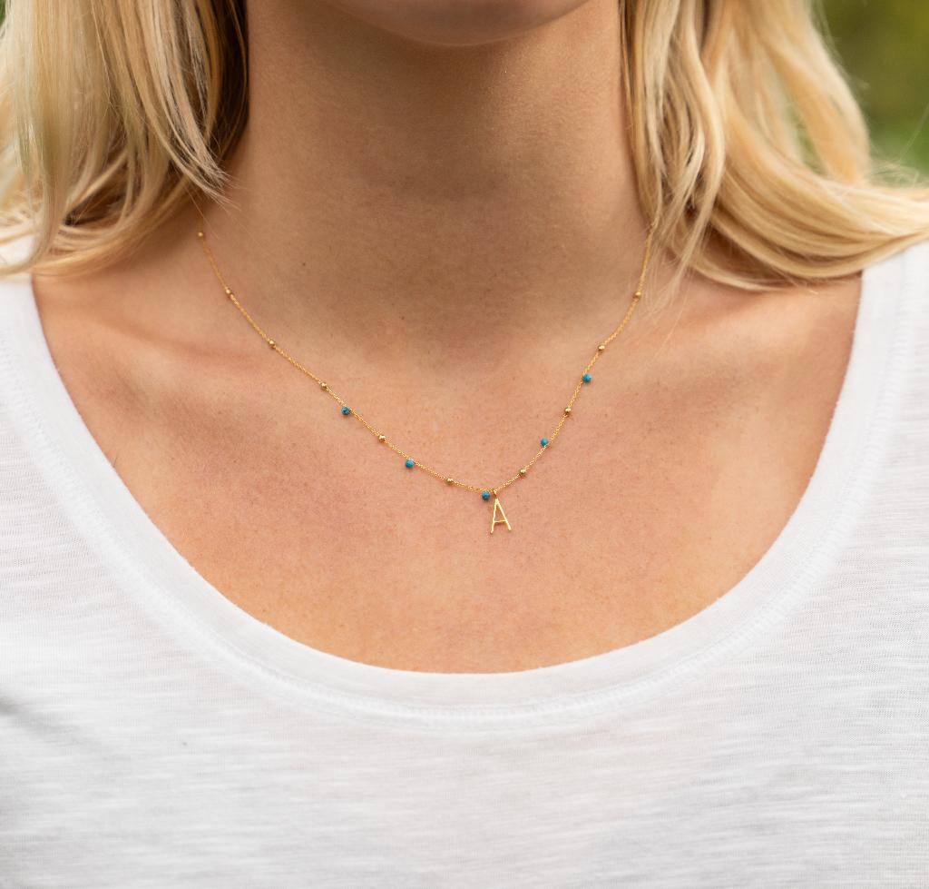 Picture of 24pc gold satellite gemstone initial necklace pack