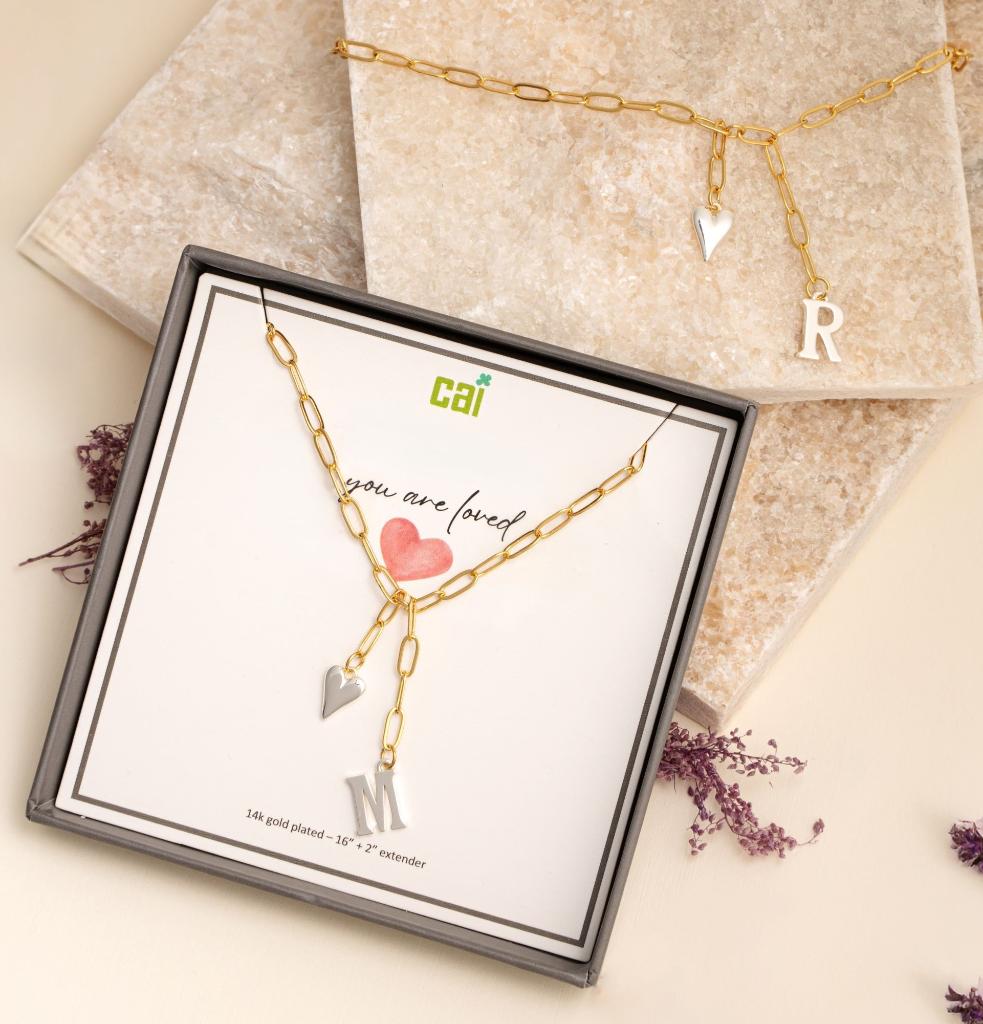 Picture of 34pc love me dangle initial necklace package-free