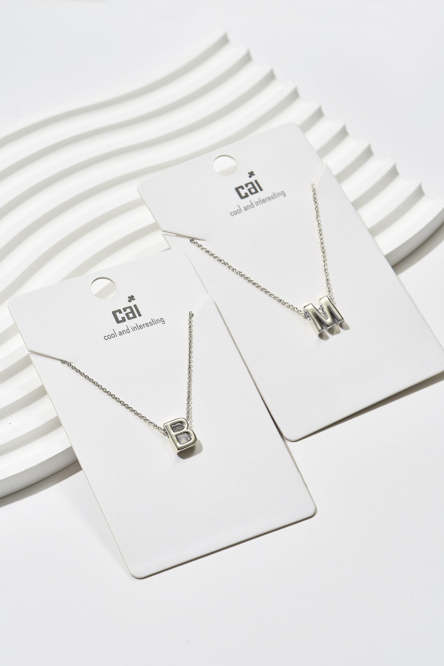Picture of 26pc silver code of you block letter initial neckl