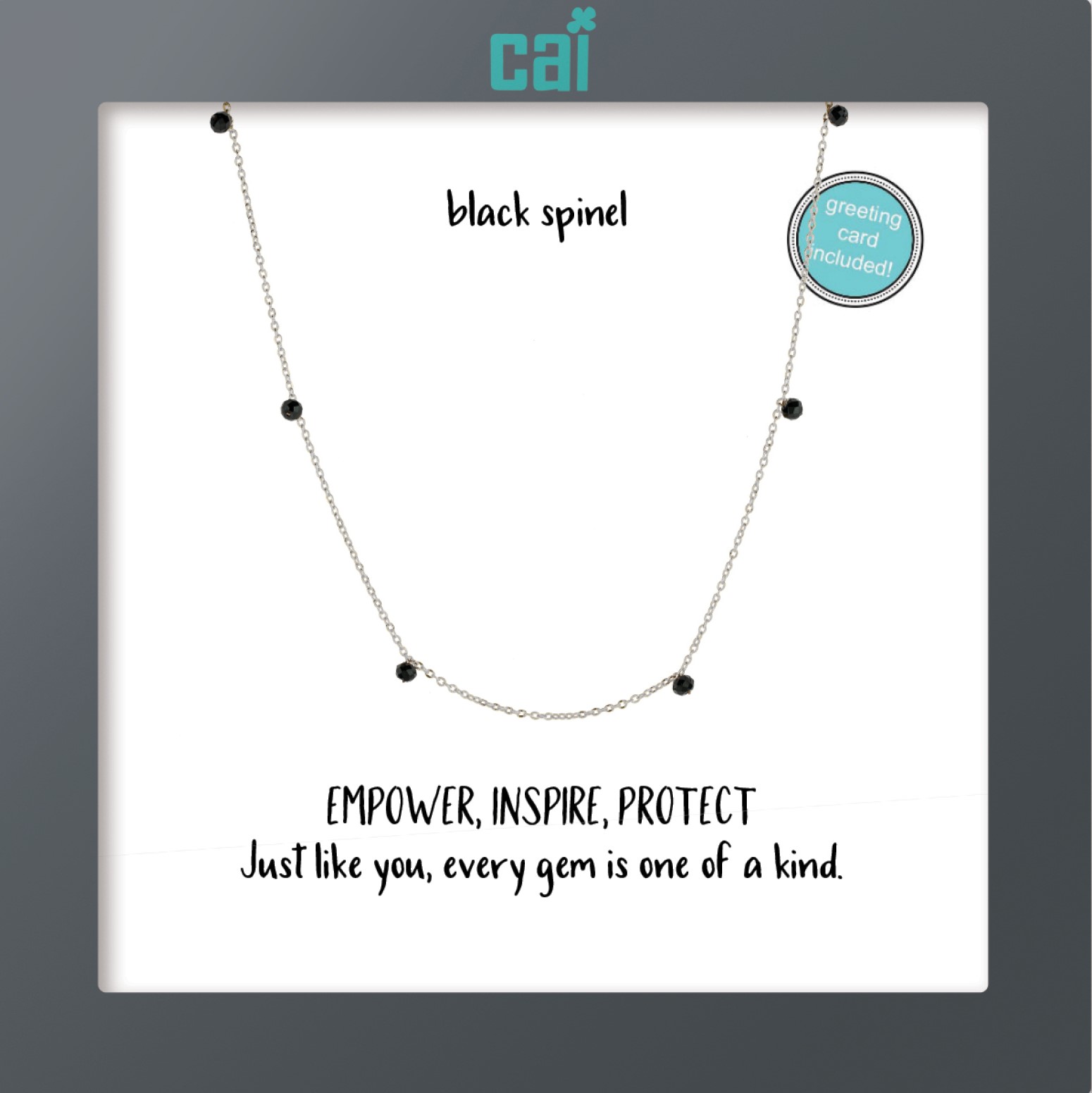 Picture of silver celestial black spinel necklace
