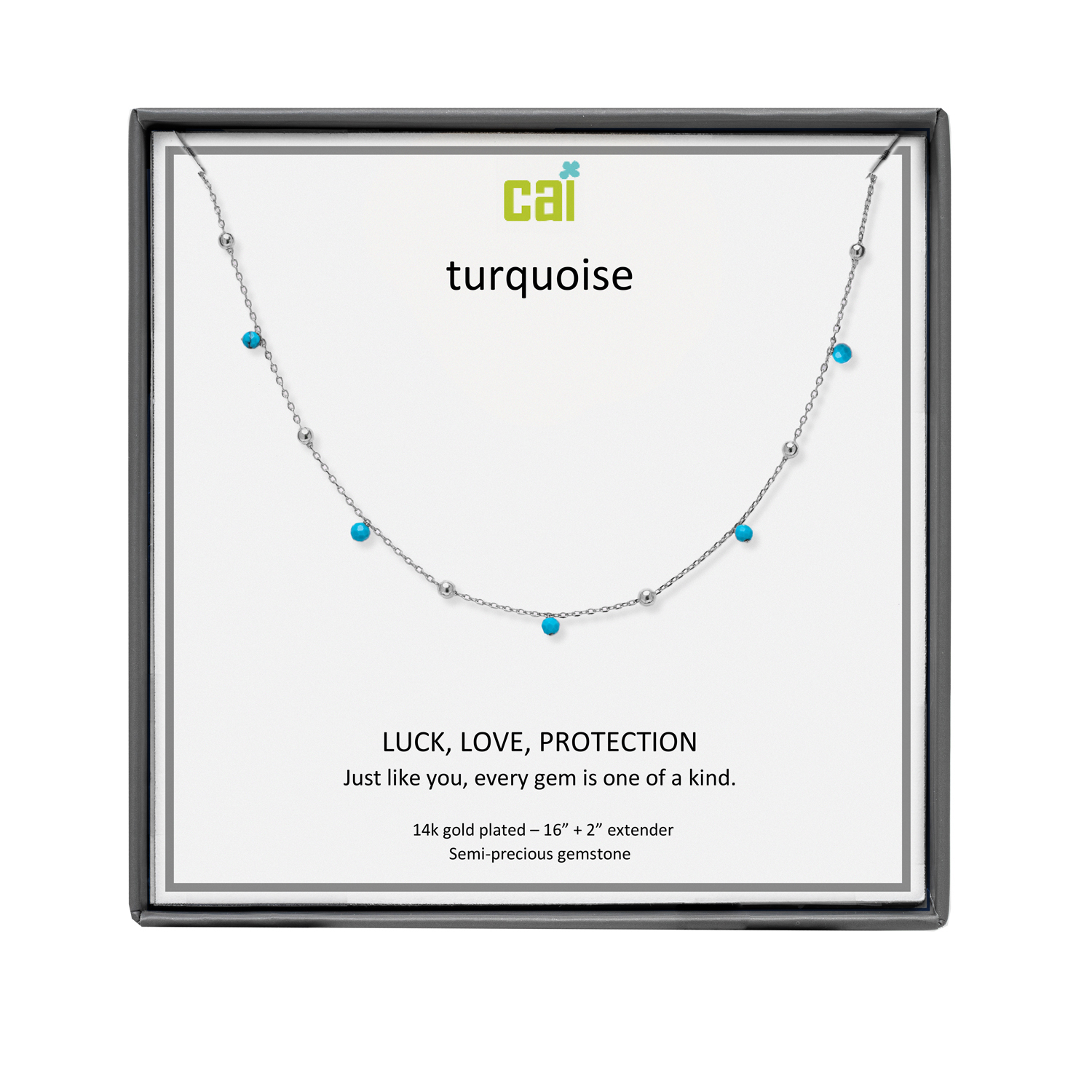 Picture of silver turquoise satellite gemstone necklace
