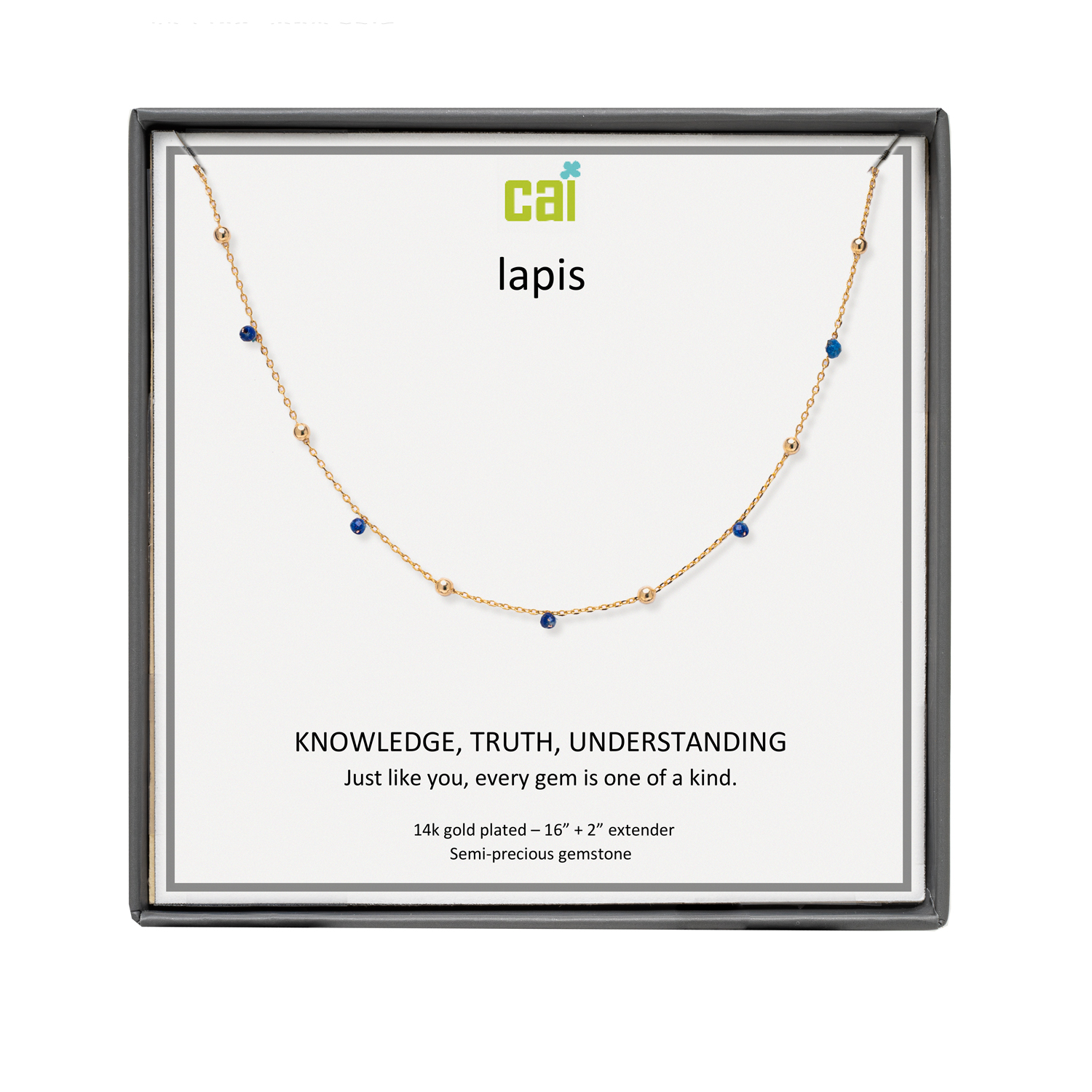 Picture of gold lapis satellite gemstone necklace