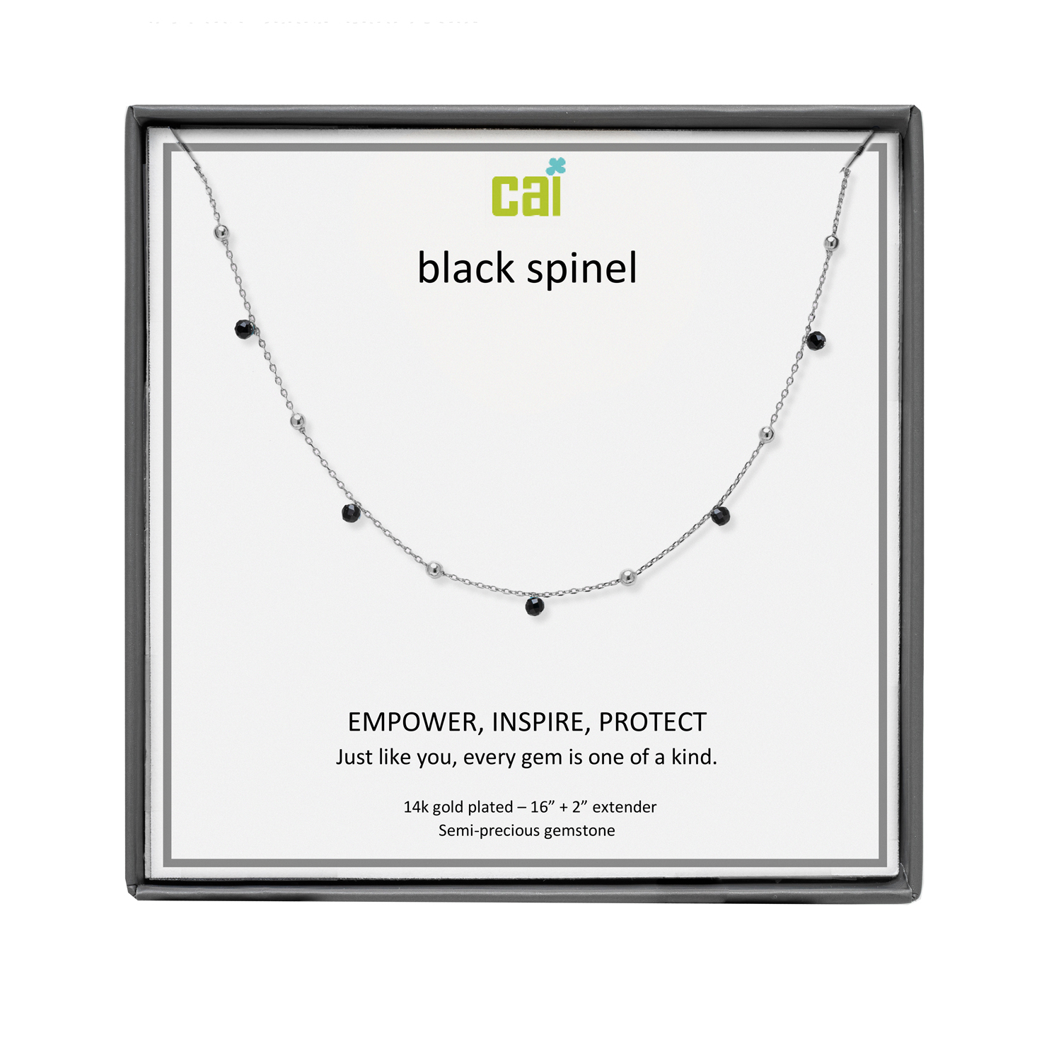 Picture of silver black spinel satellite gemstone necklace
