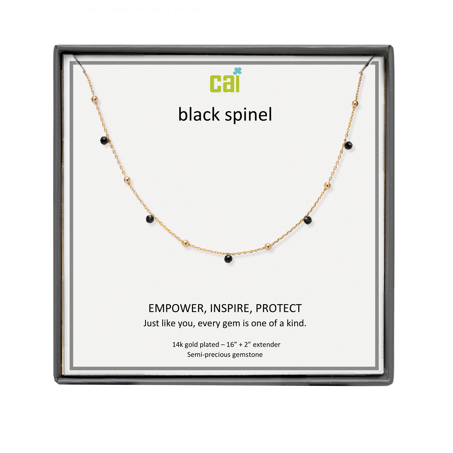 Picture of gold black spinel satellite gemstone necklace