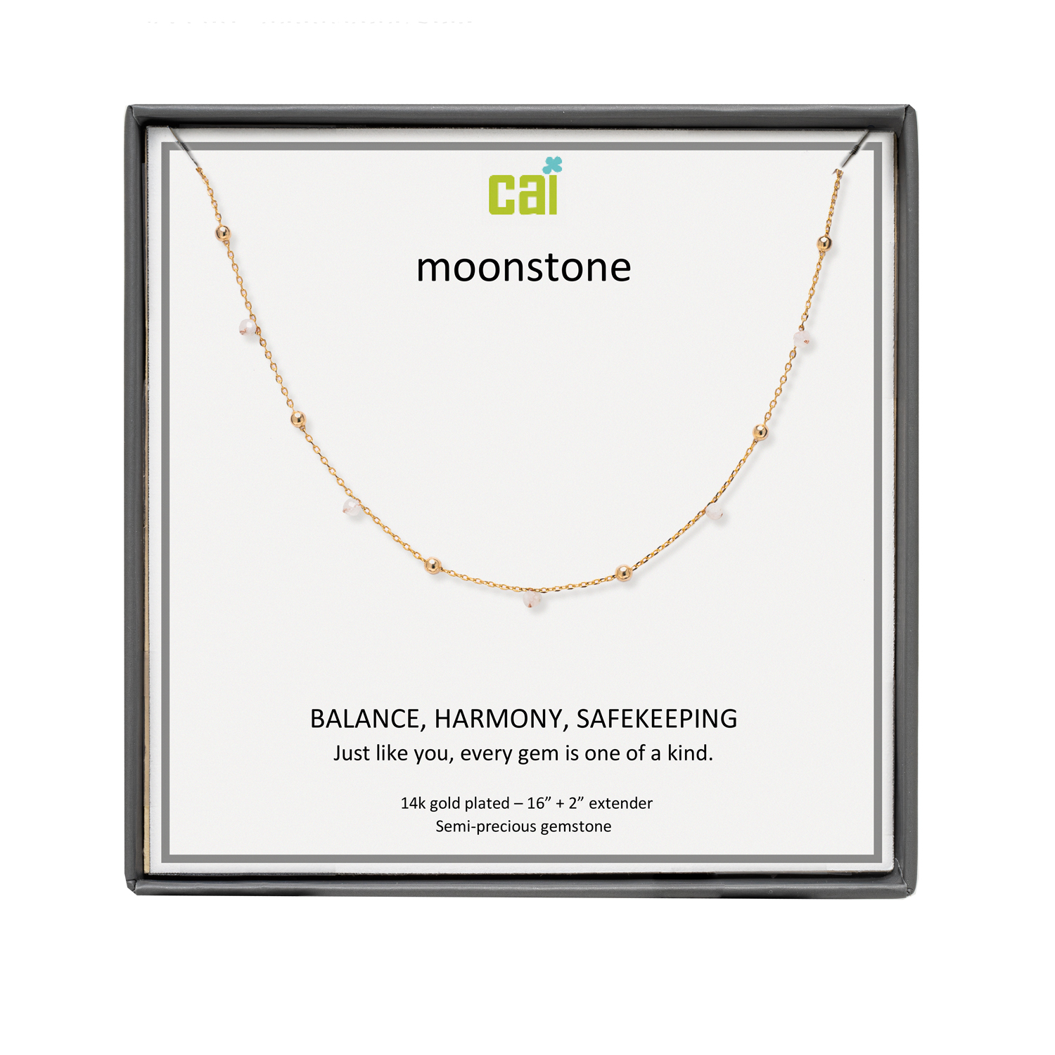 Picture of gold moonstone satellite gemstone necklace