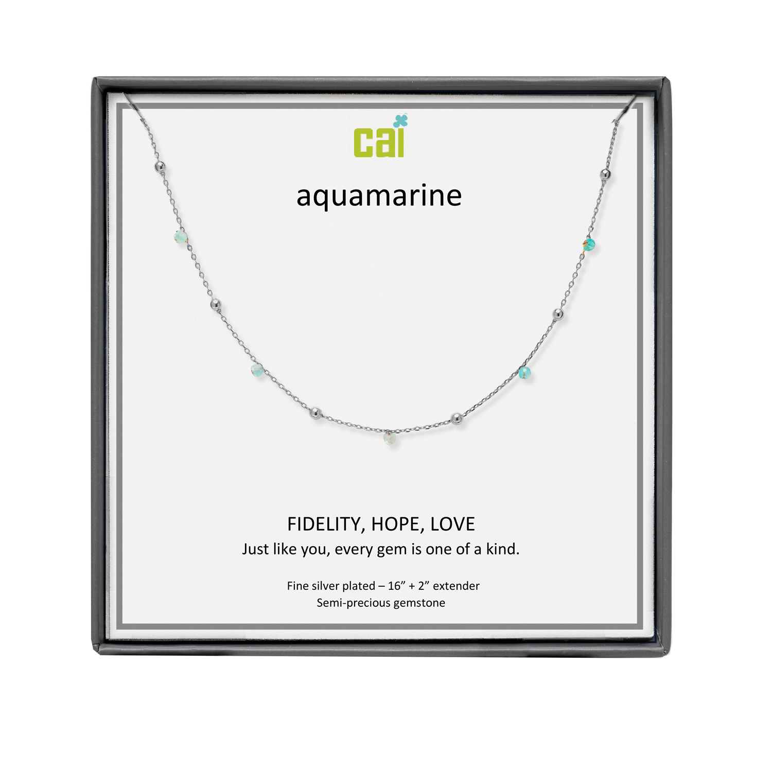 Picture of silver aquamarine satellite gemstone necklace