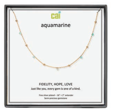 Picture of gold aquamarine satellite gemstone necklace