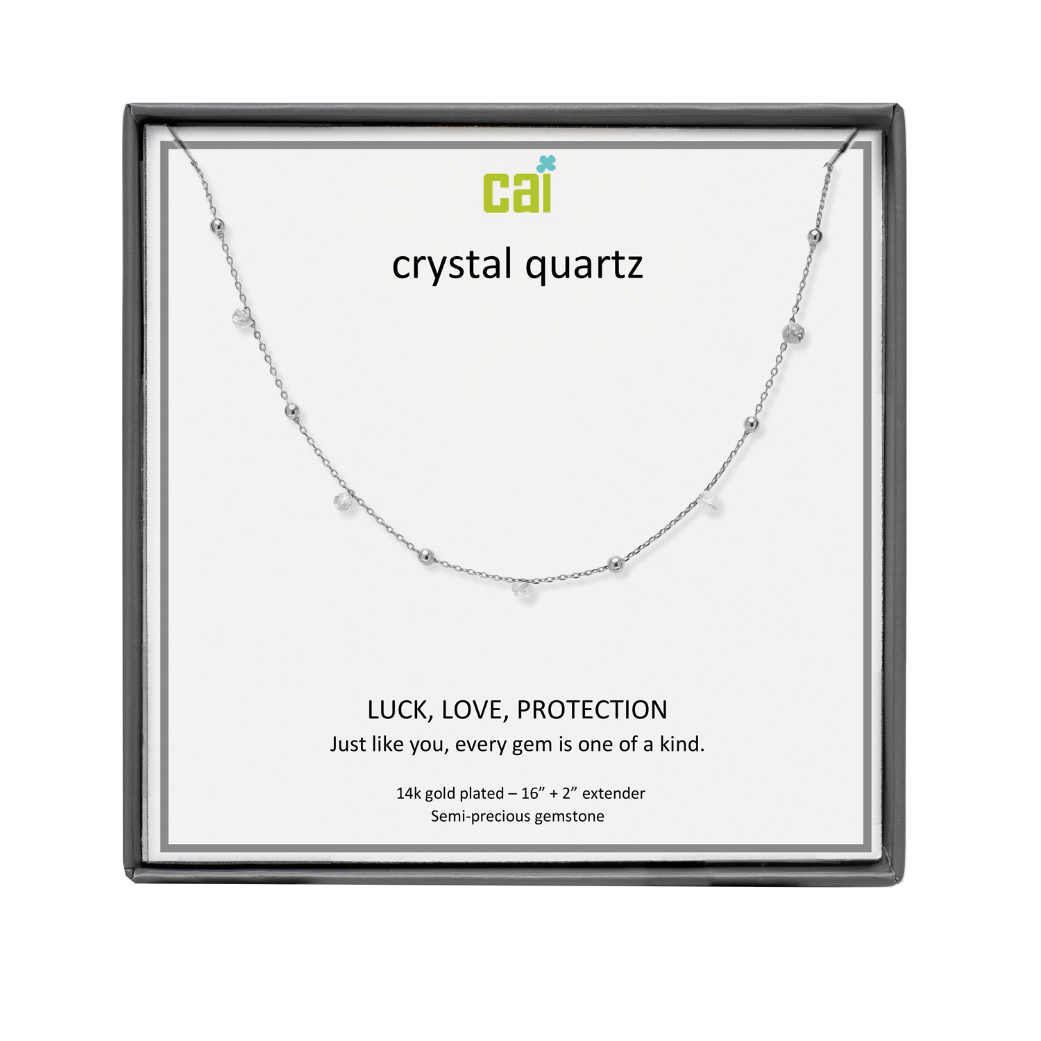 Picture of silver crystal quartz satellite gemstone necklace