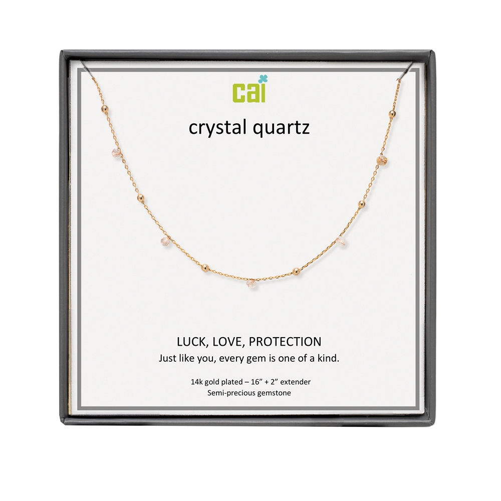 Picture of gold crystal quartz satellite gemstone necklace