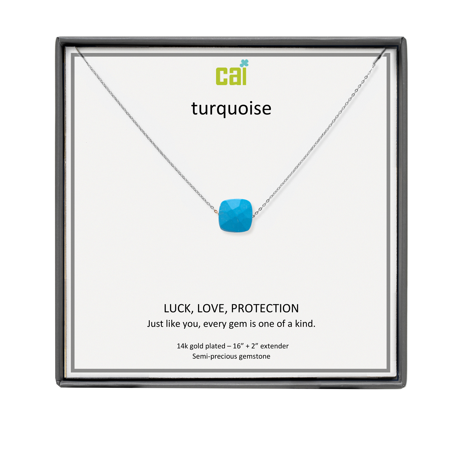 Picture of silver turquoise square gemstone necklace