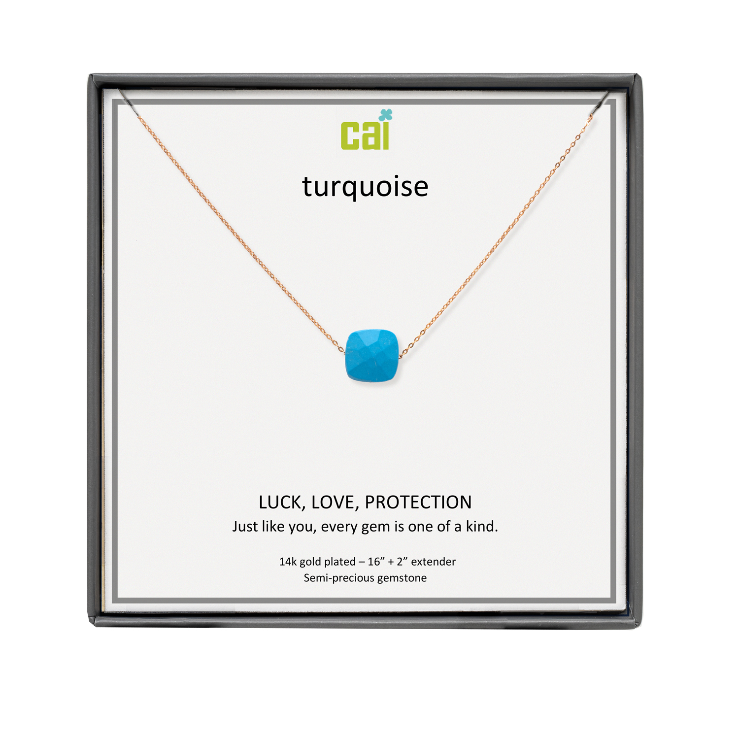 Picture of gold turquoise square gemstone necklace