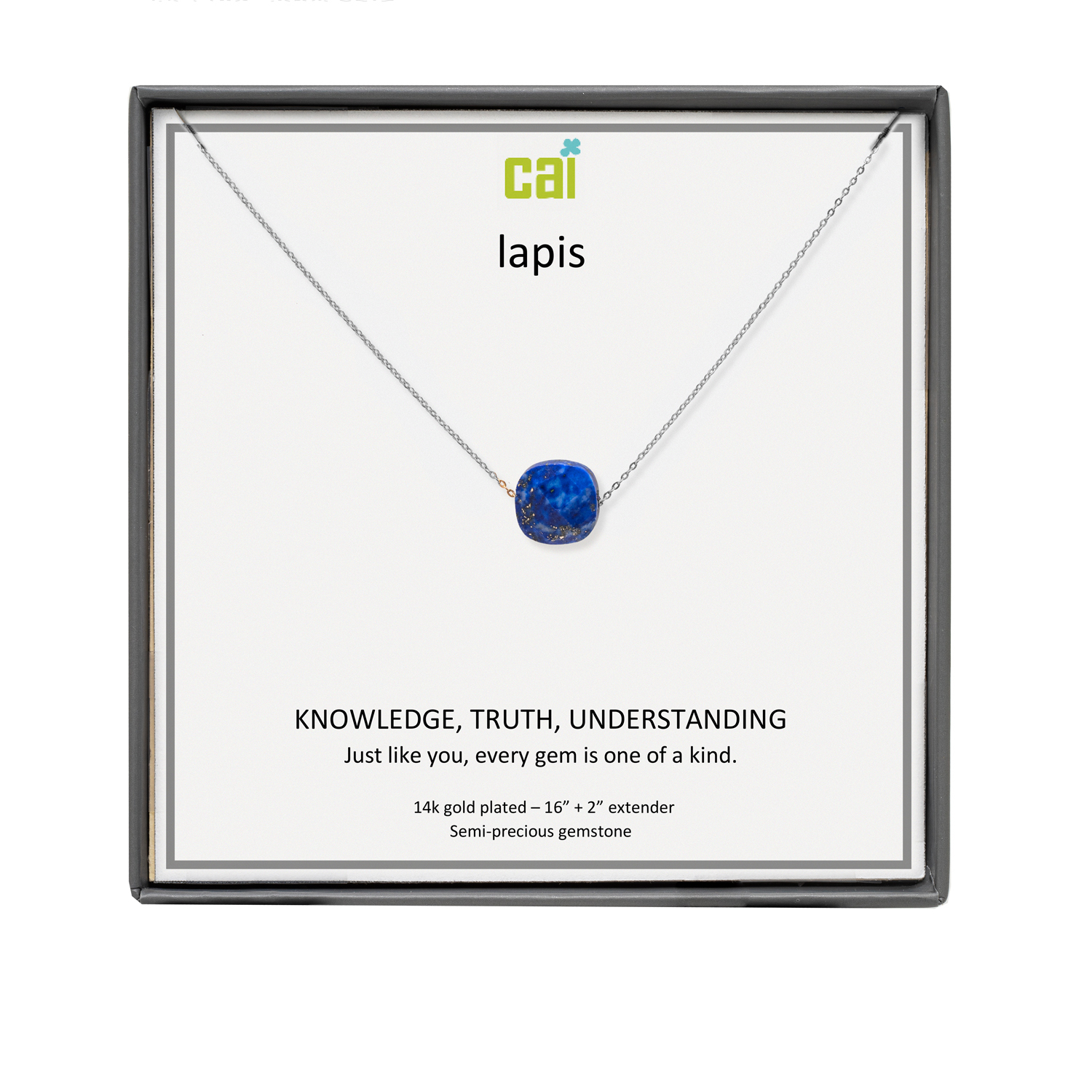 Picture of silver lapis square gemstone necklace