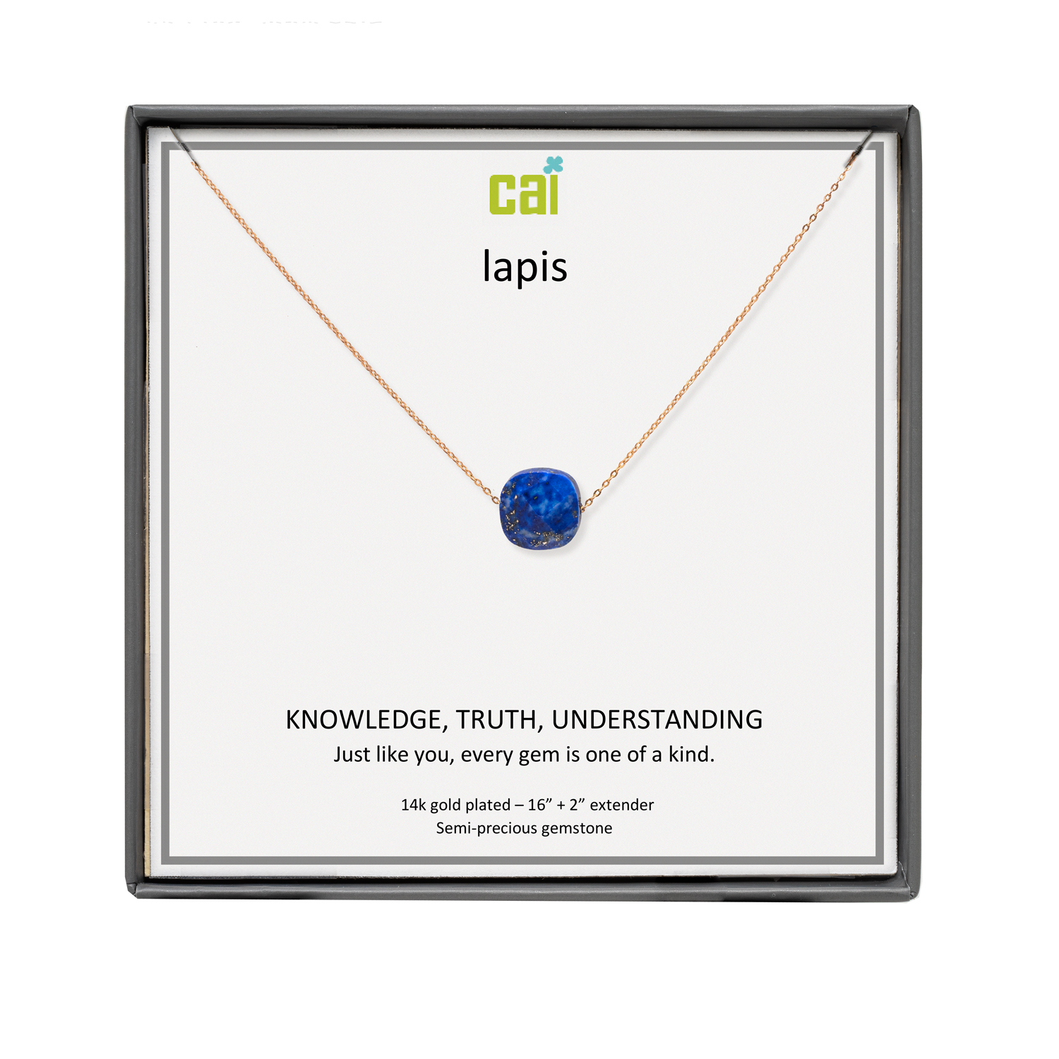Picture of gold lapis square gemstone necklace