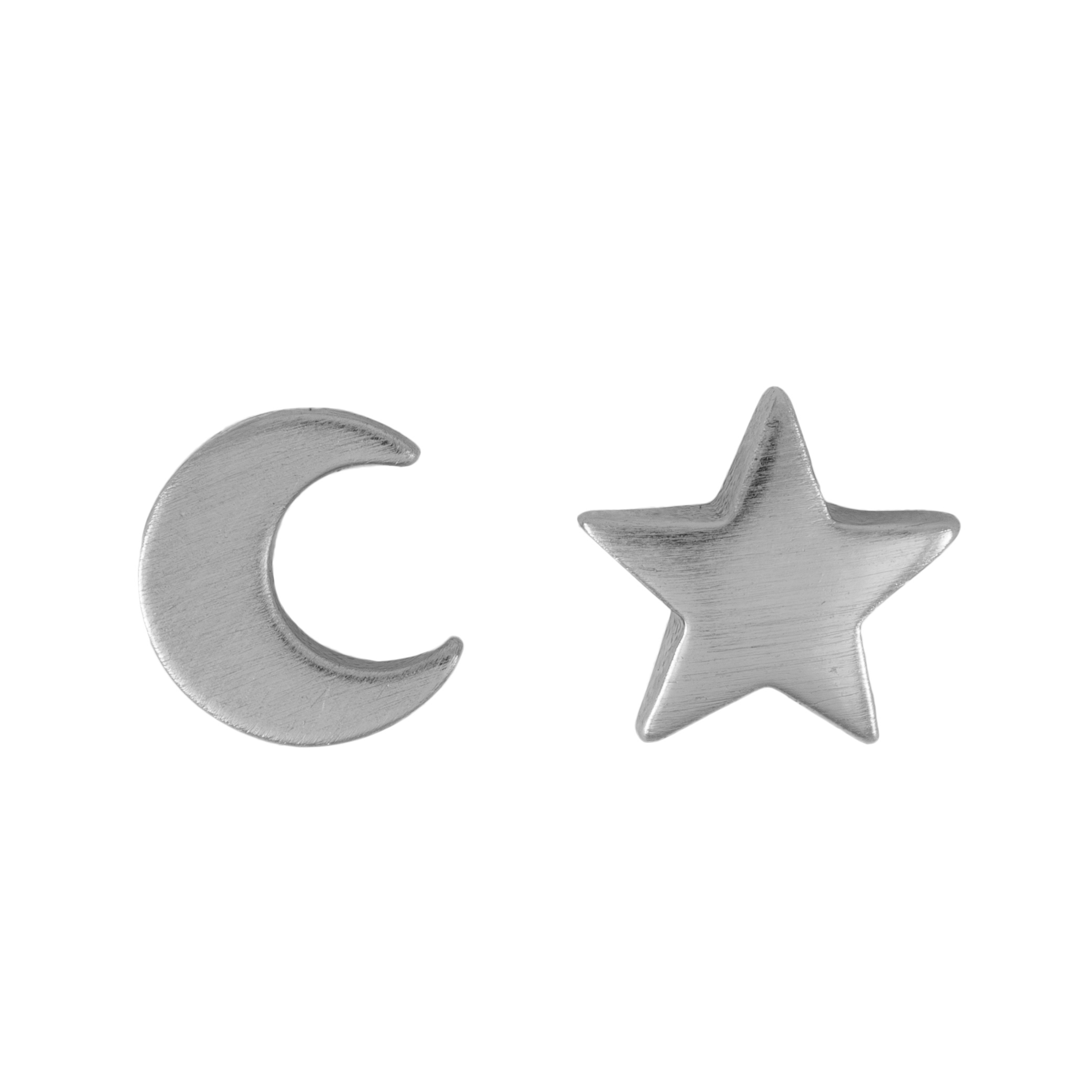 Picture of silver moon-star dainty charm stud earrings