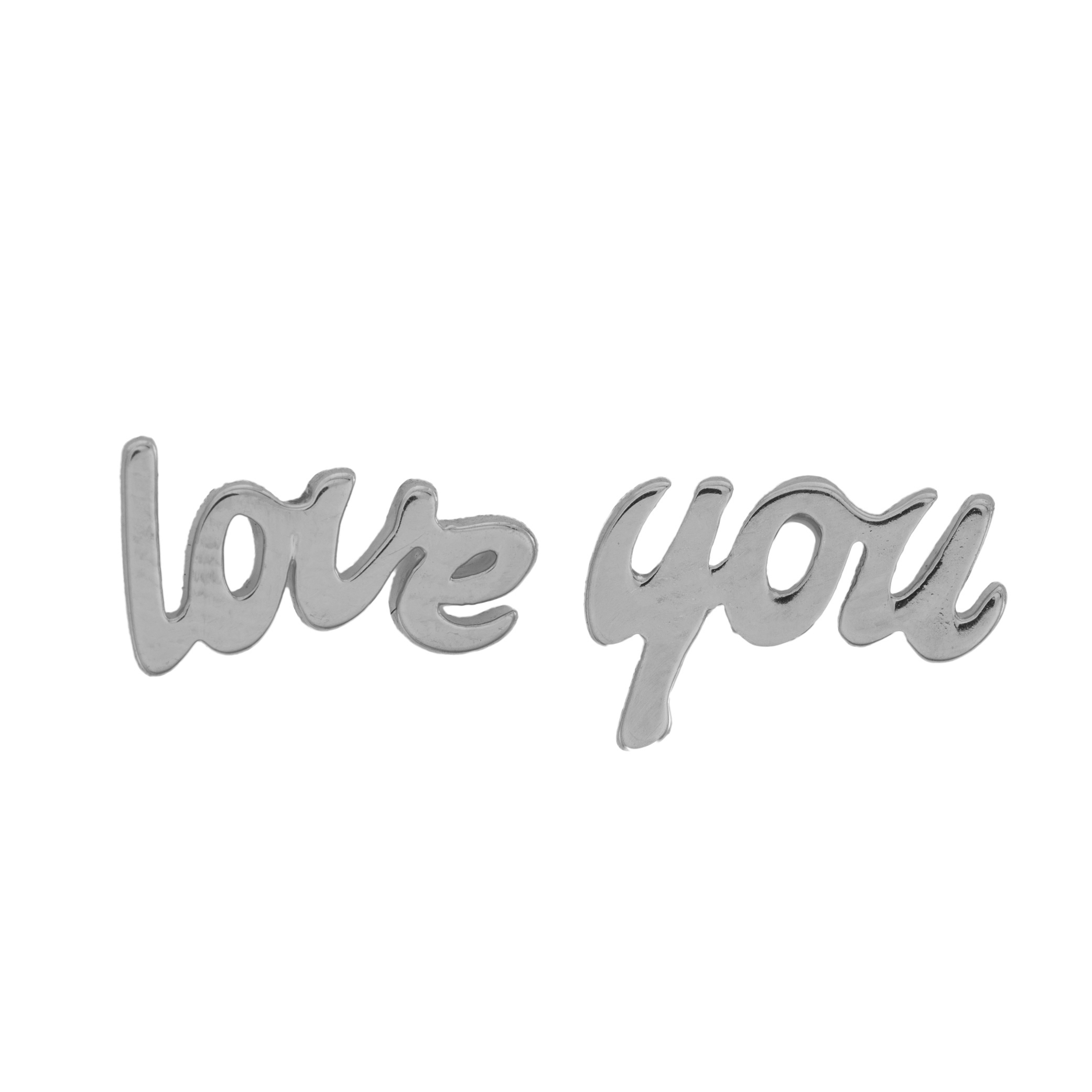 Picture of silver love-you dainty charm stud earrings