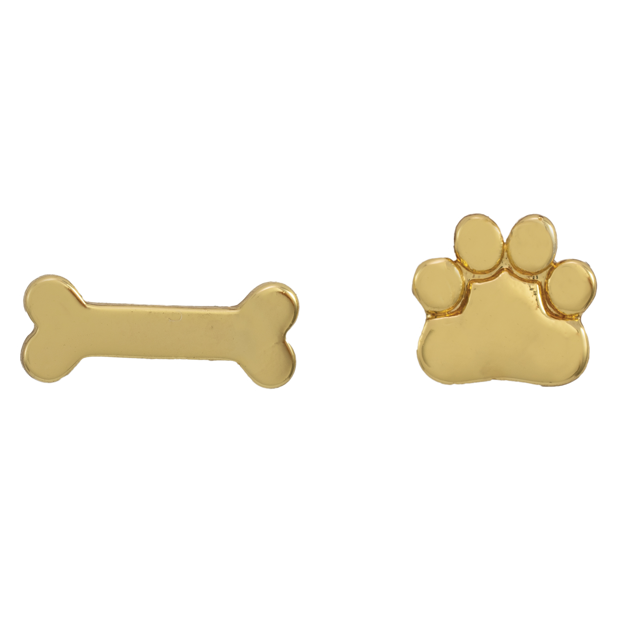 Picture of gold dog paw-bone dainty charm stud earrings