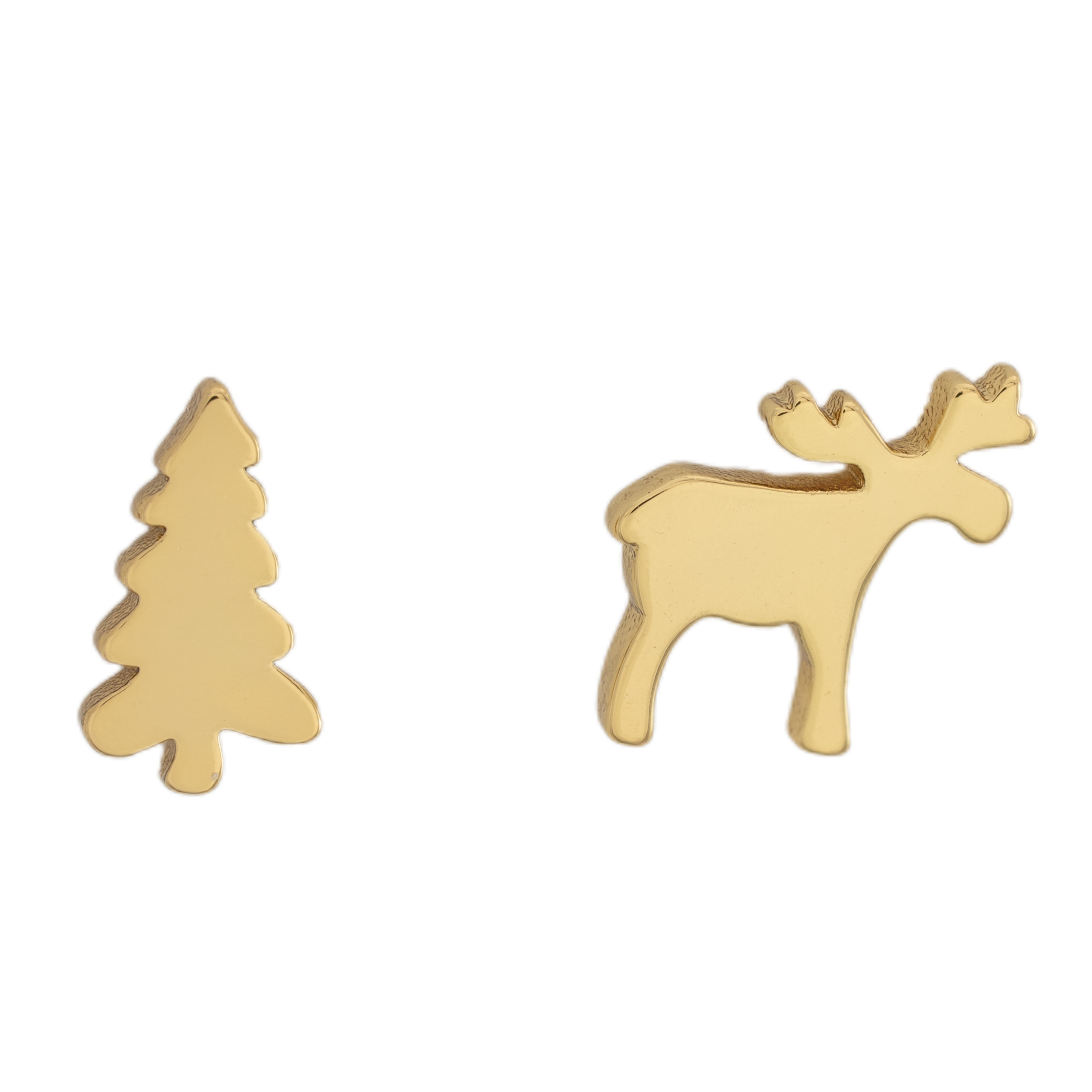 Picture of gold moose-tree dainty charm stud earrings