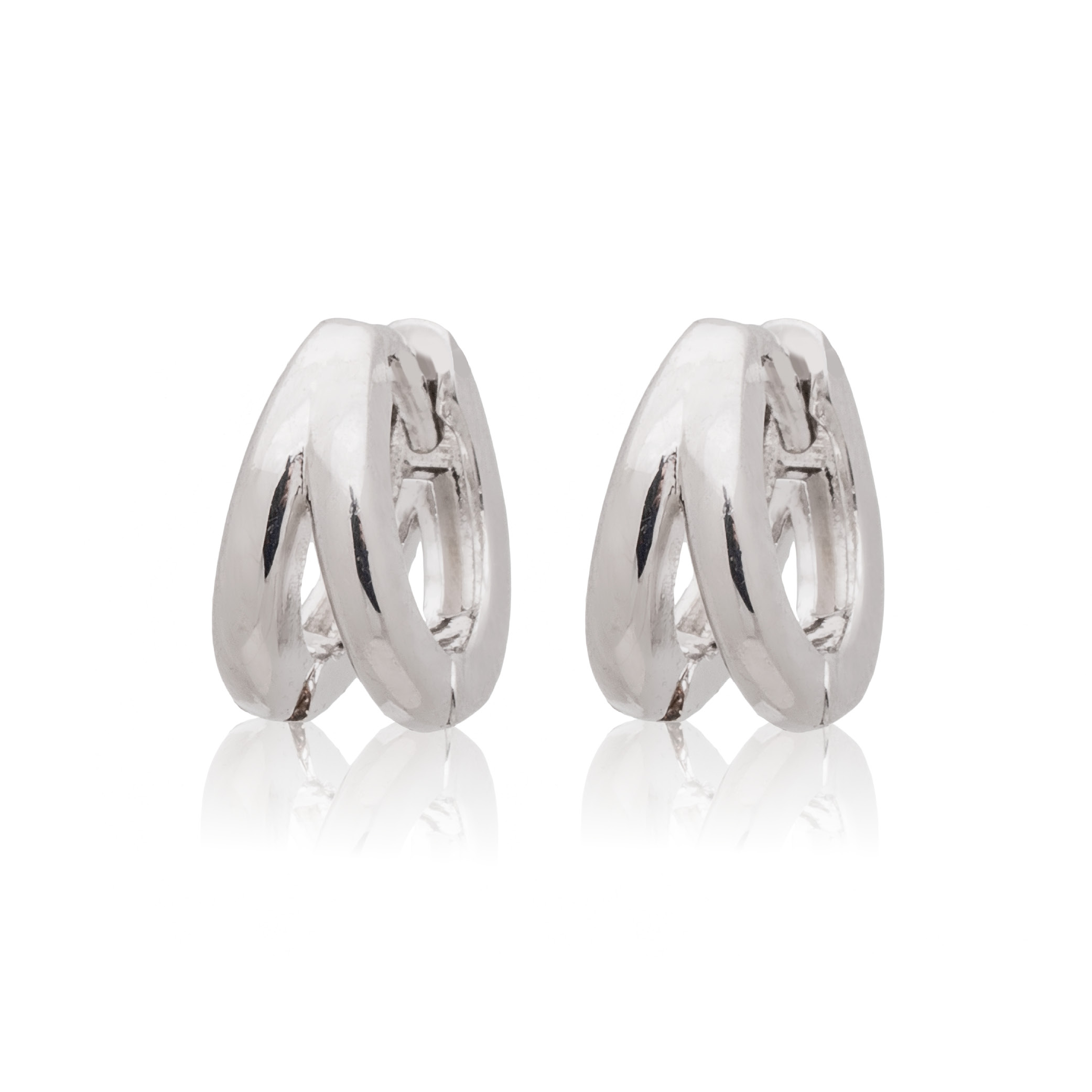 Picture of silver plain mini smooth split huggie hoop earring