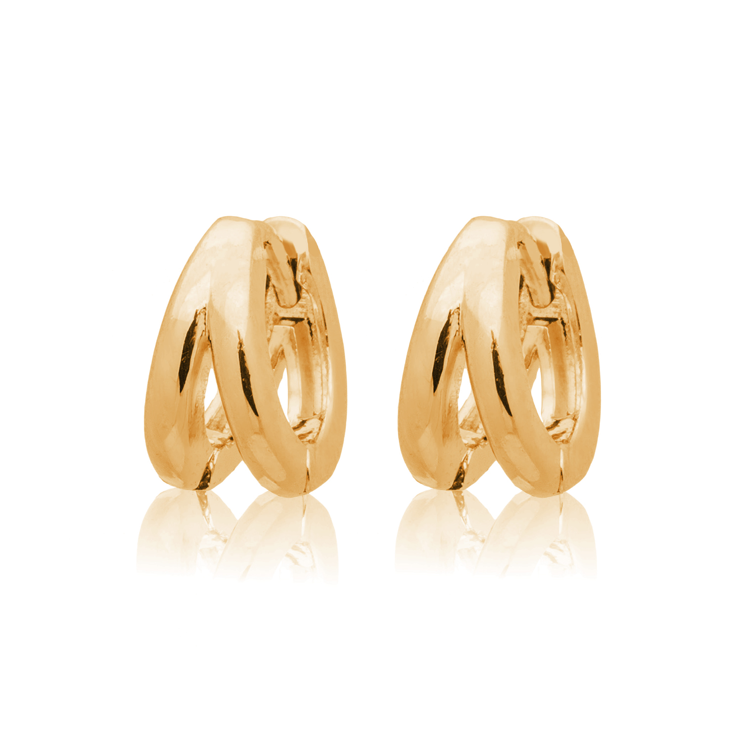 Picture of gold plain mini smooth split huggie hoop earring