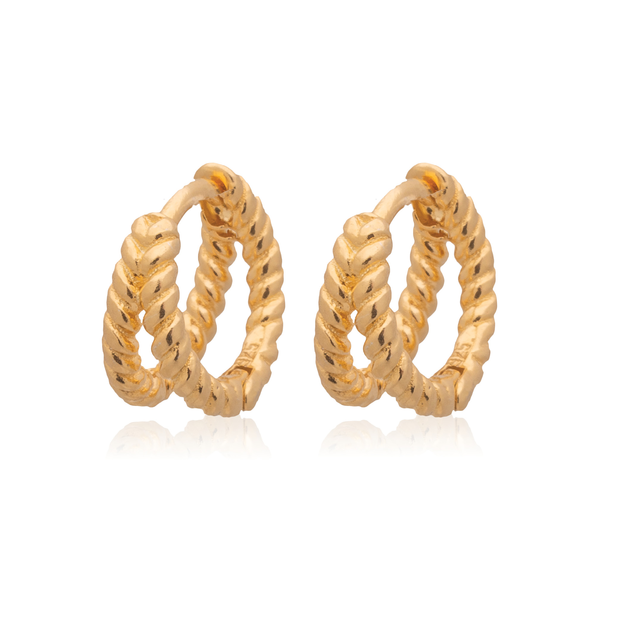 Picture of gold plain mini split twisted huggie hoop earring
