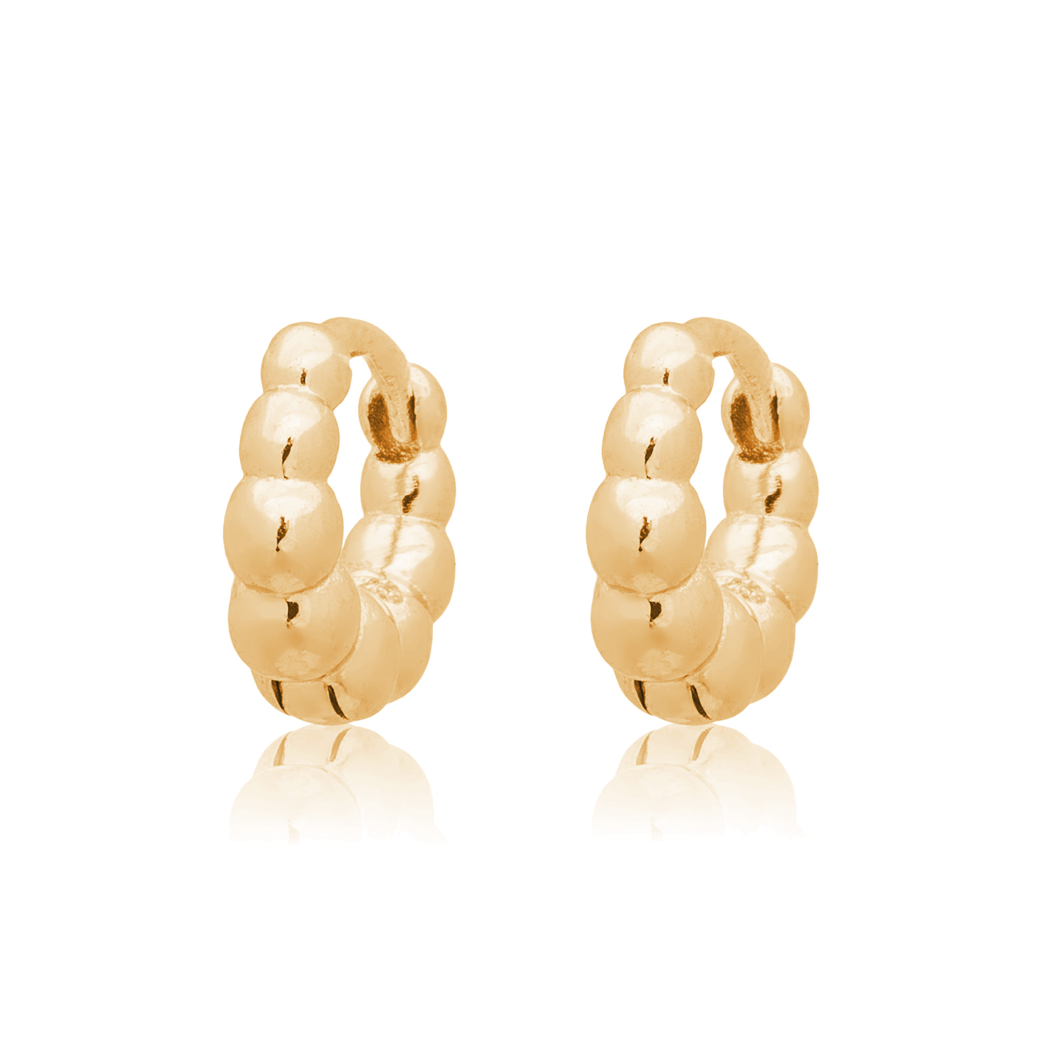 Picture of gold plain mini bubble huggie hoop earring