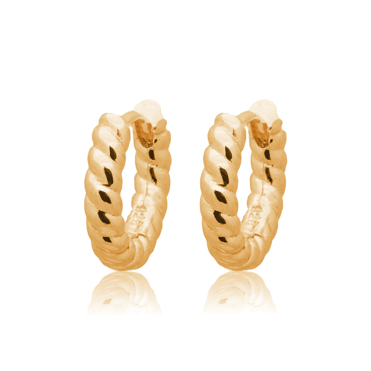 Picture of gold plain mini single twisted huggie hoop earring