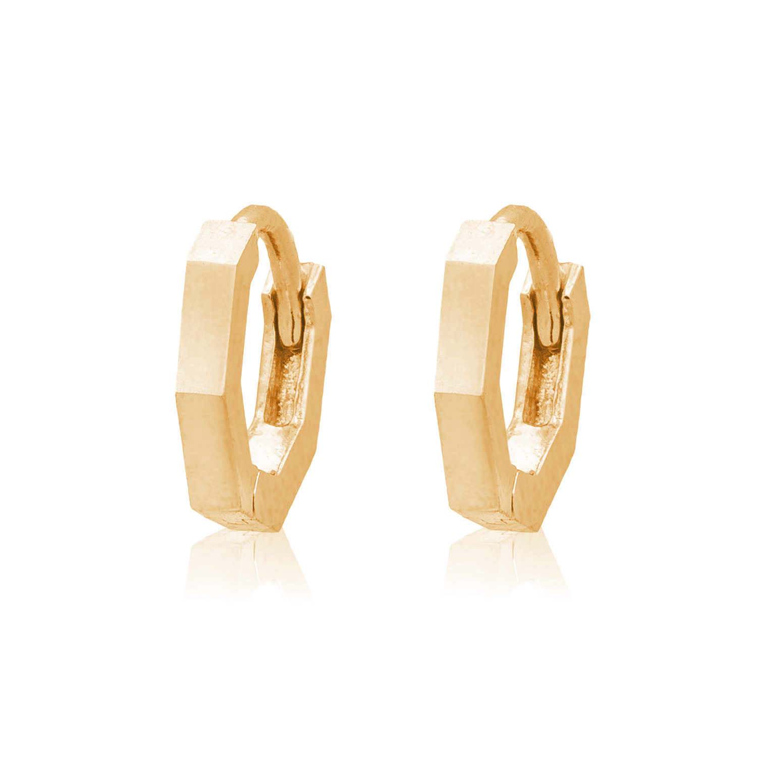 Picture of gold plain mini hexagon huggie hoop earring