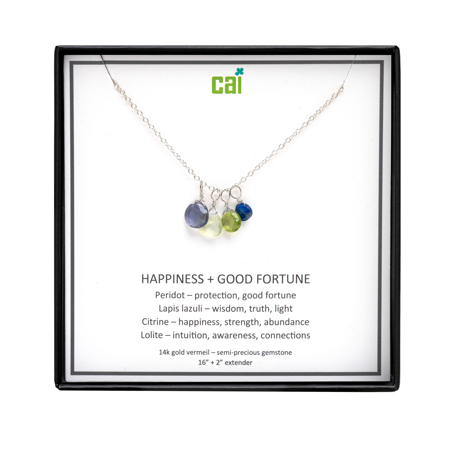 Picture of silver happpiness + good fortune be inspired neckl