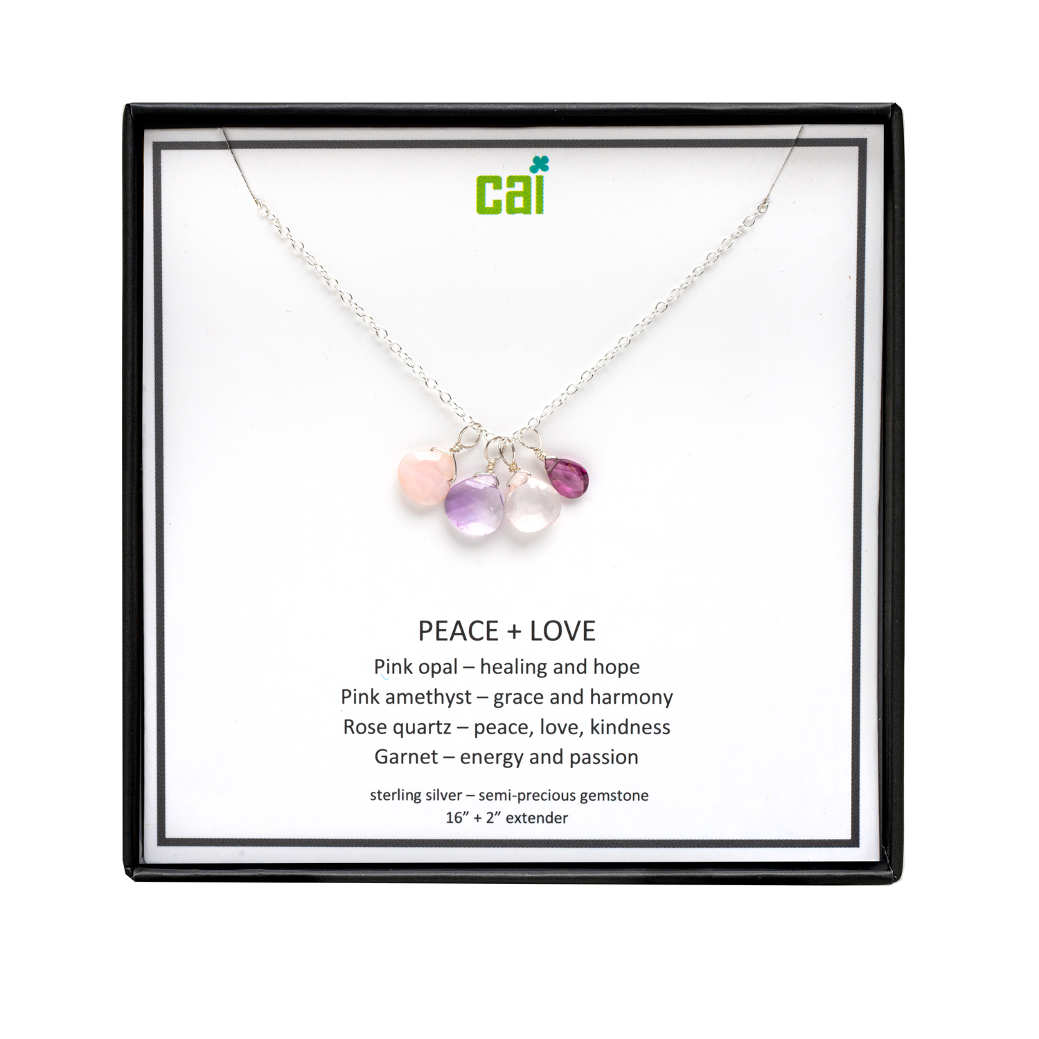 Picture of silver peace + love be inspired necklace
