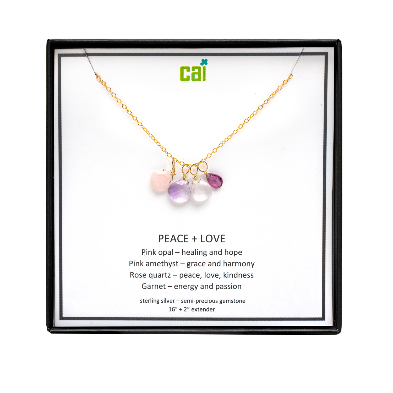 Picture of gold peace + love be inspired necklace
