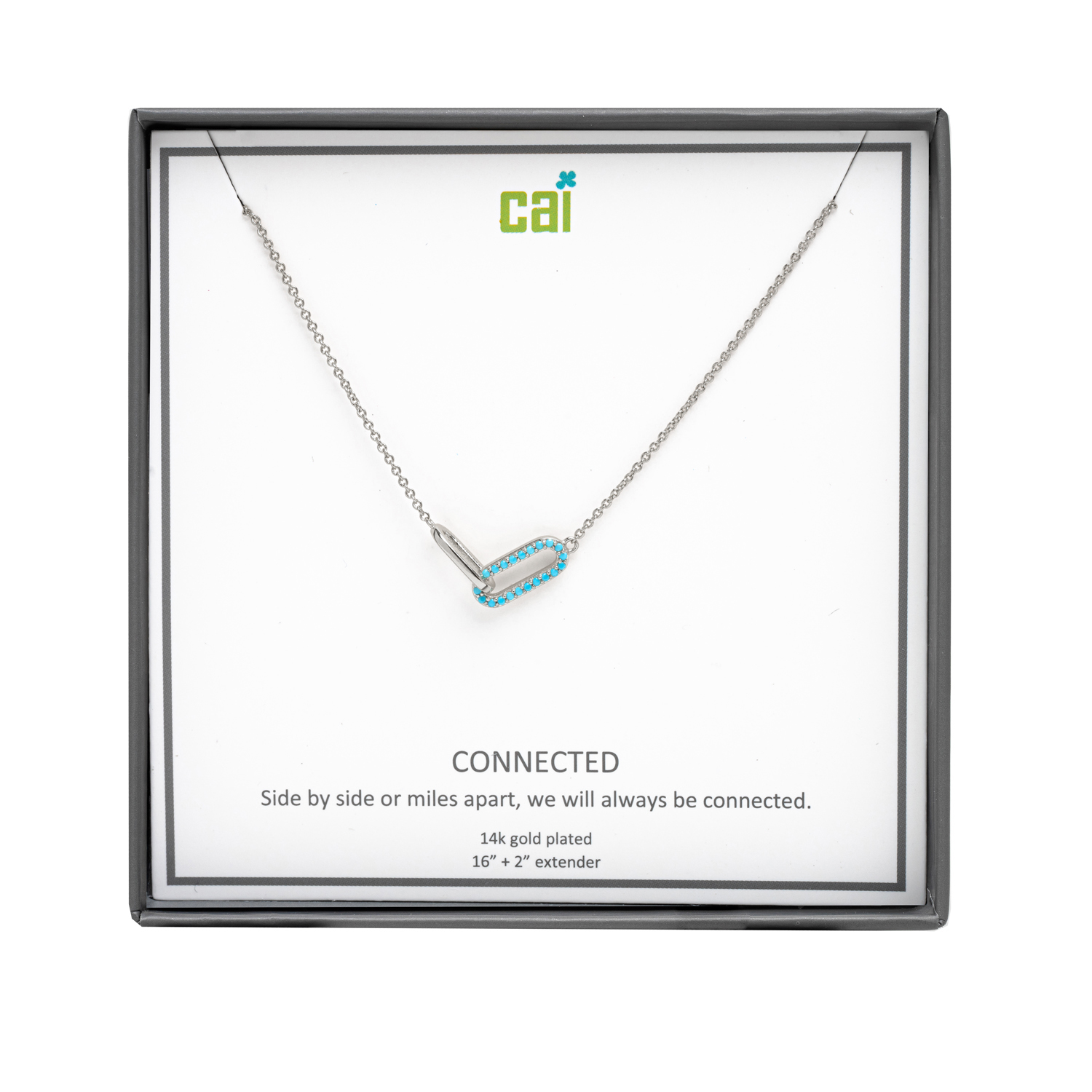Picture of silver turquoise pave stone always be connected ne