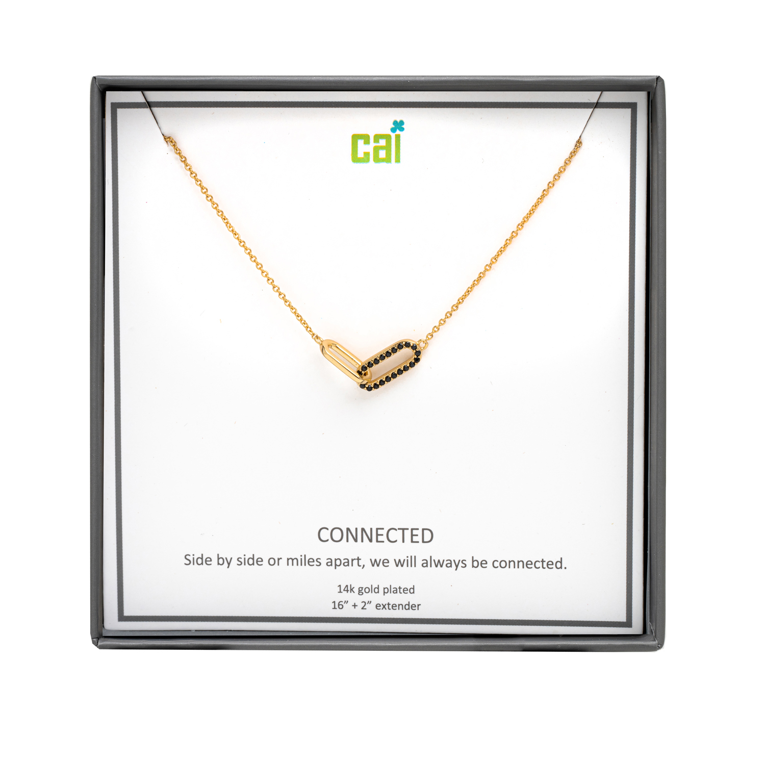 Picture of gold black pave stone always be connected necklace