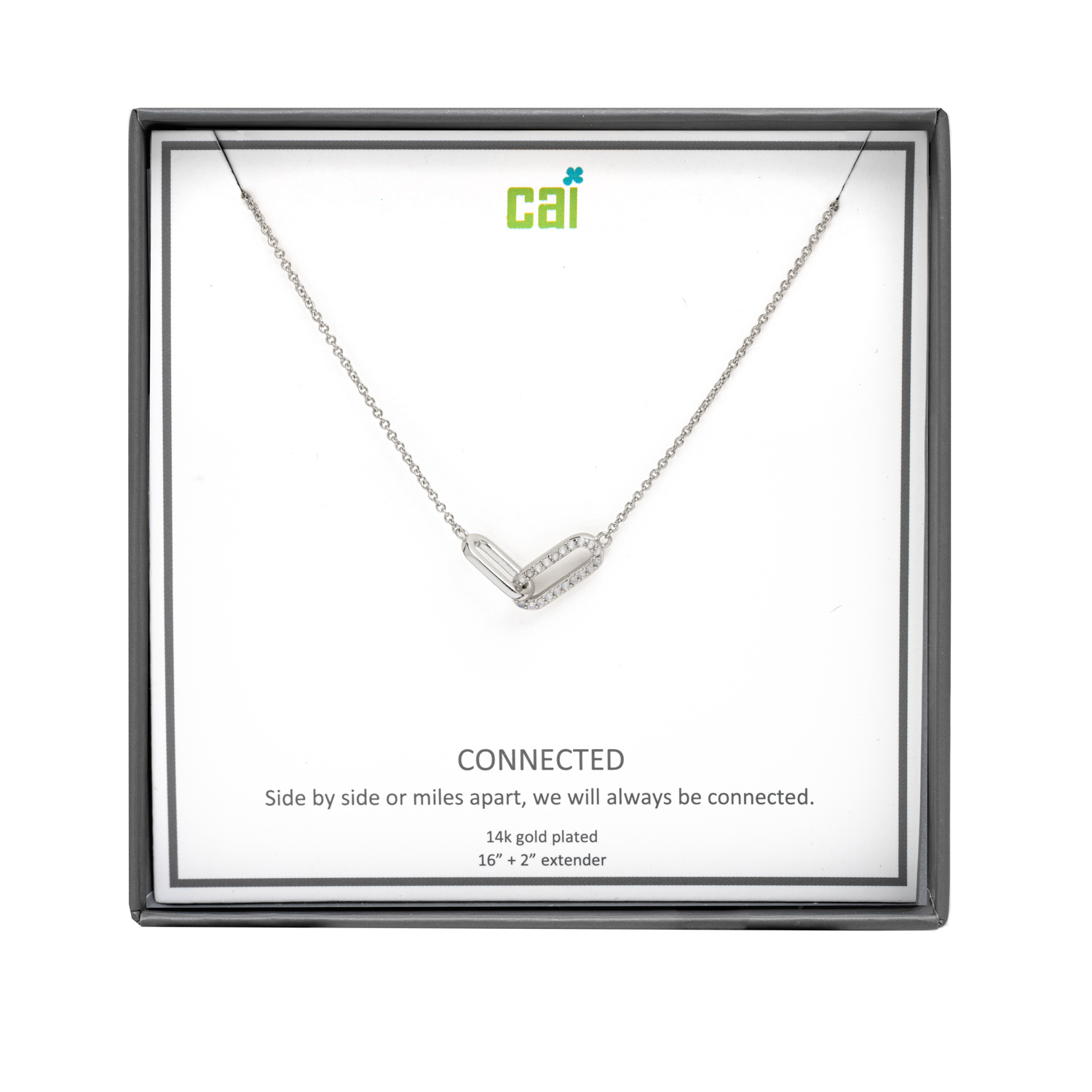 Picture of silver opal pave stone always be connected necklac