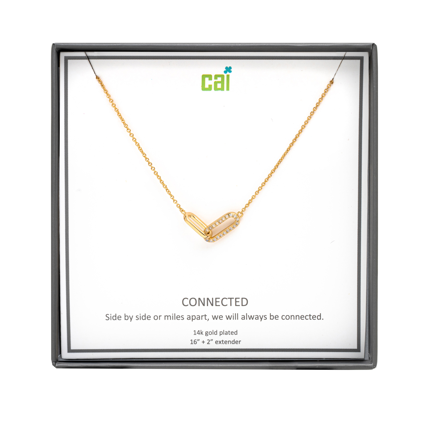 Picture of gold opal pave stone always be connected necklace