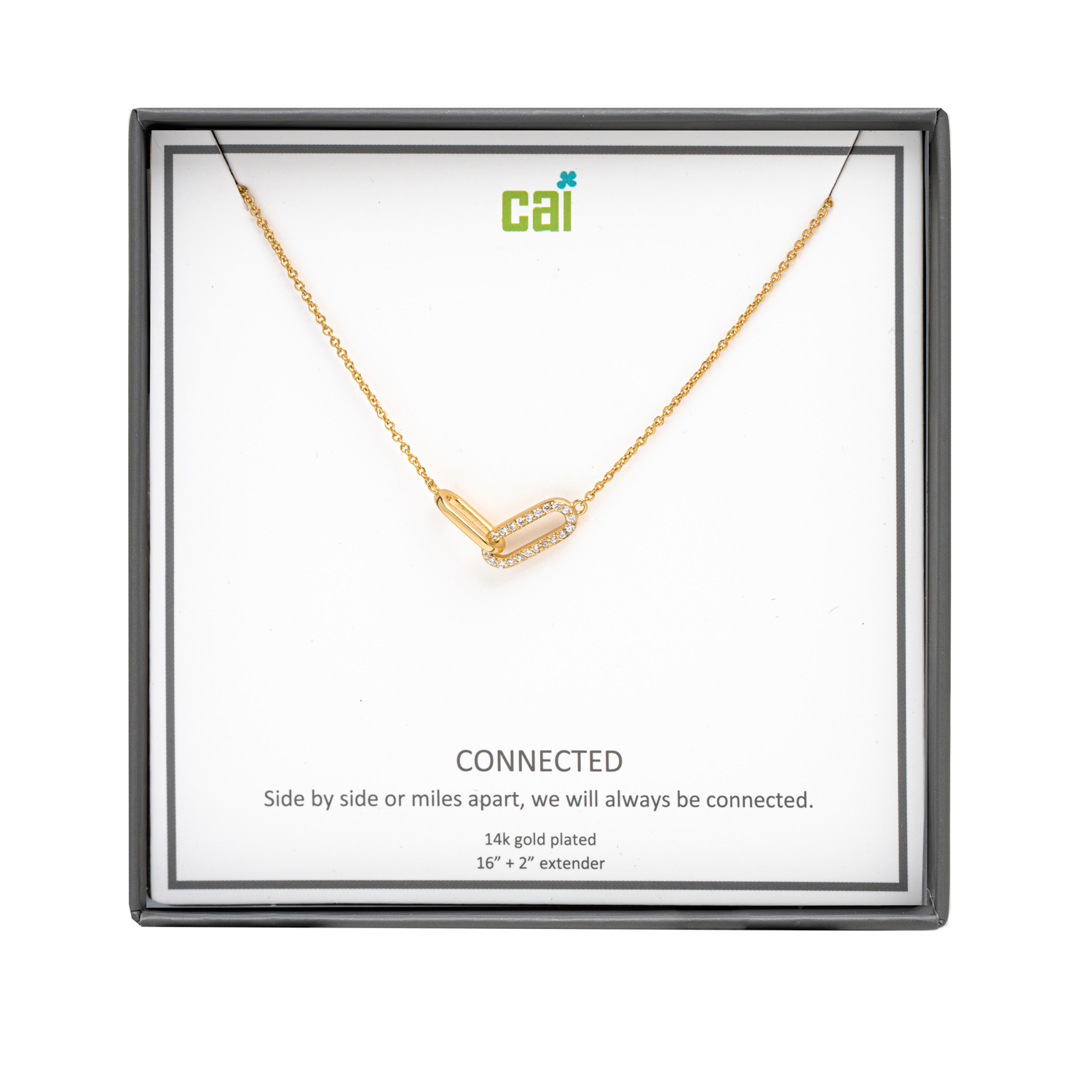 Picture of gold white stone always be connected necklace