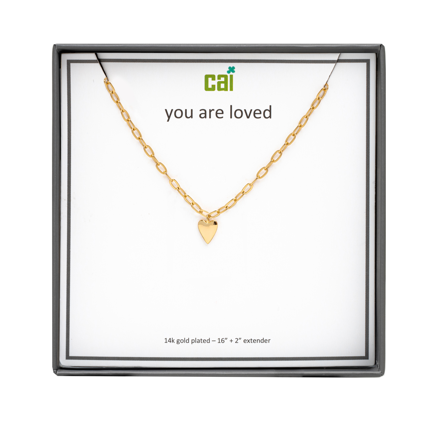 Picture of gold plain heart you are loved necklace