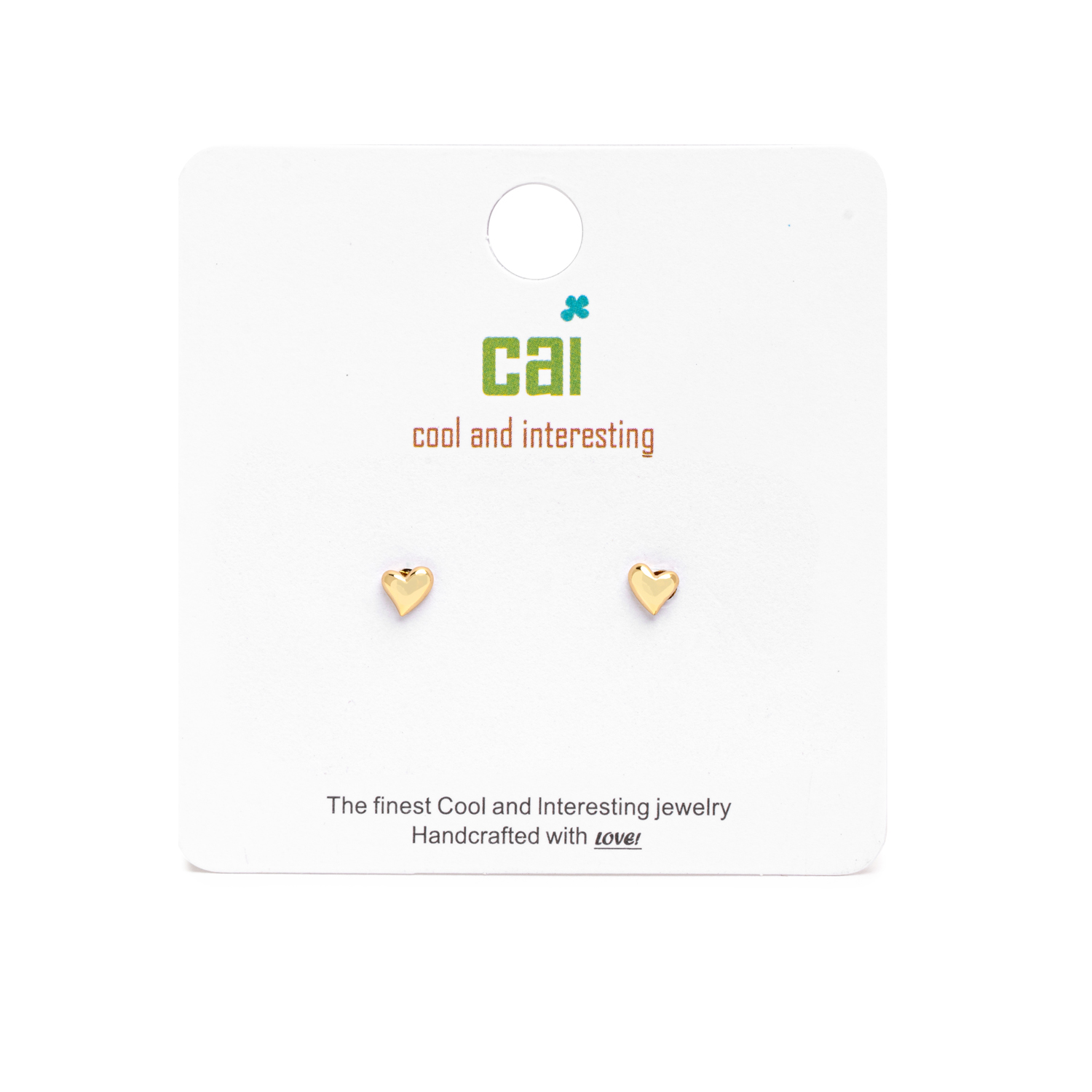 Picture of gold plain heart you are loved stud earrings