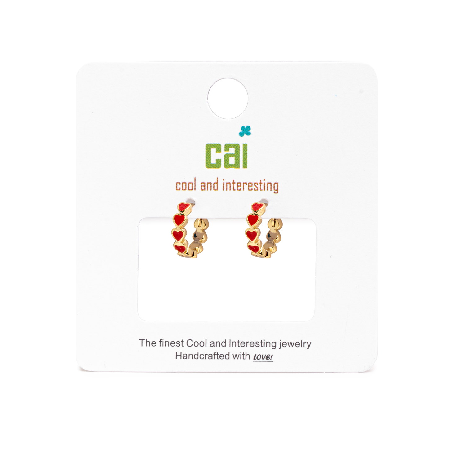 Picture of gold circle of hearts you are loved huggie earring