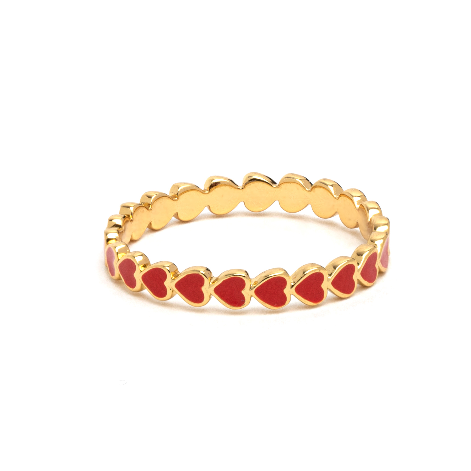 Picture of gold red circle of hearts you are loved ring - 8