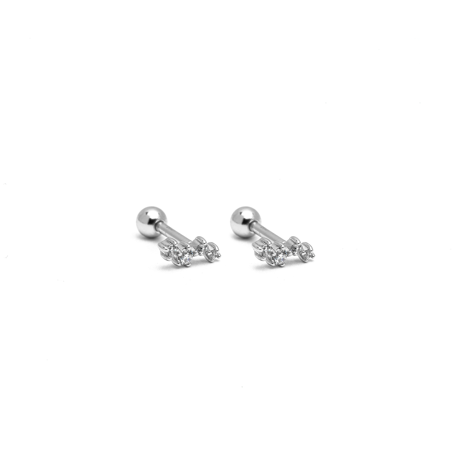 Picture of silver starry dainty screw ball back earrings