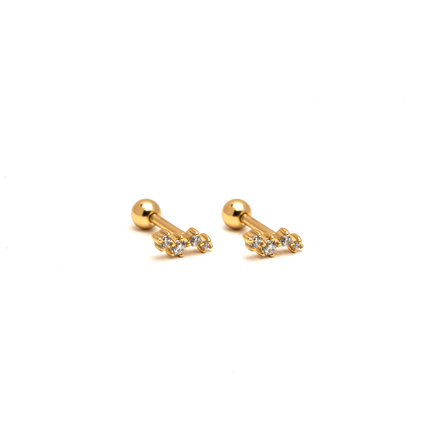 Picture of gold starry dainty screw ball back earrings