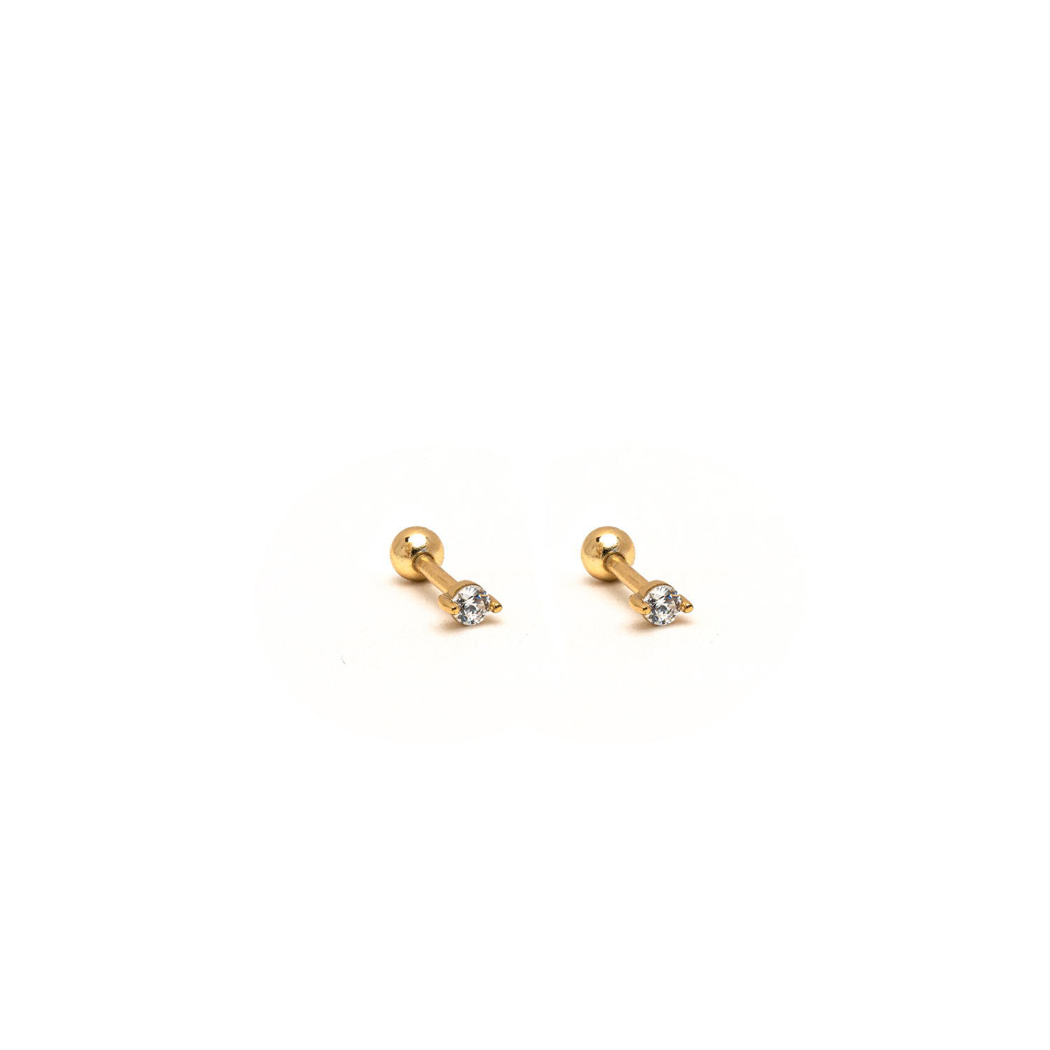 Picture of gold round dainty screw ball back earrings