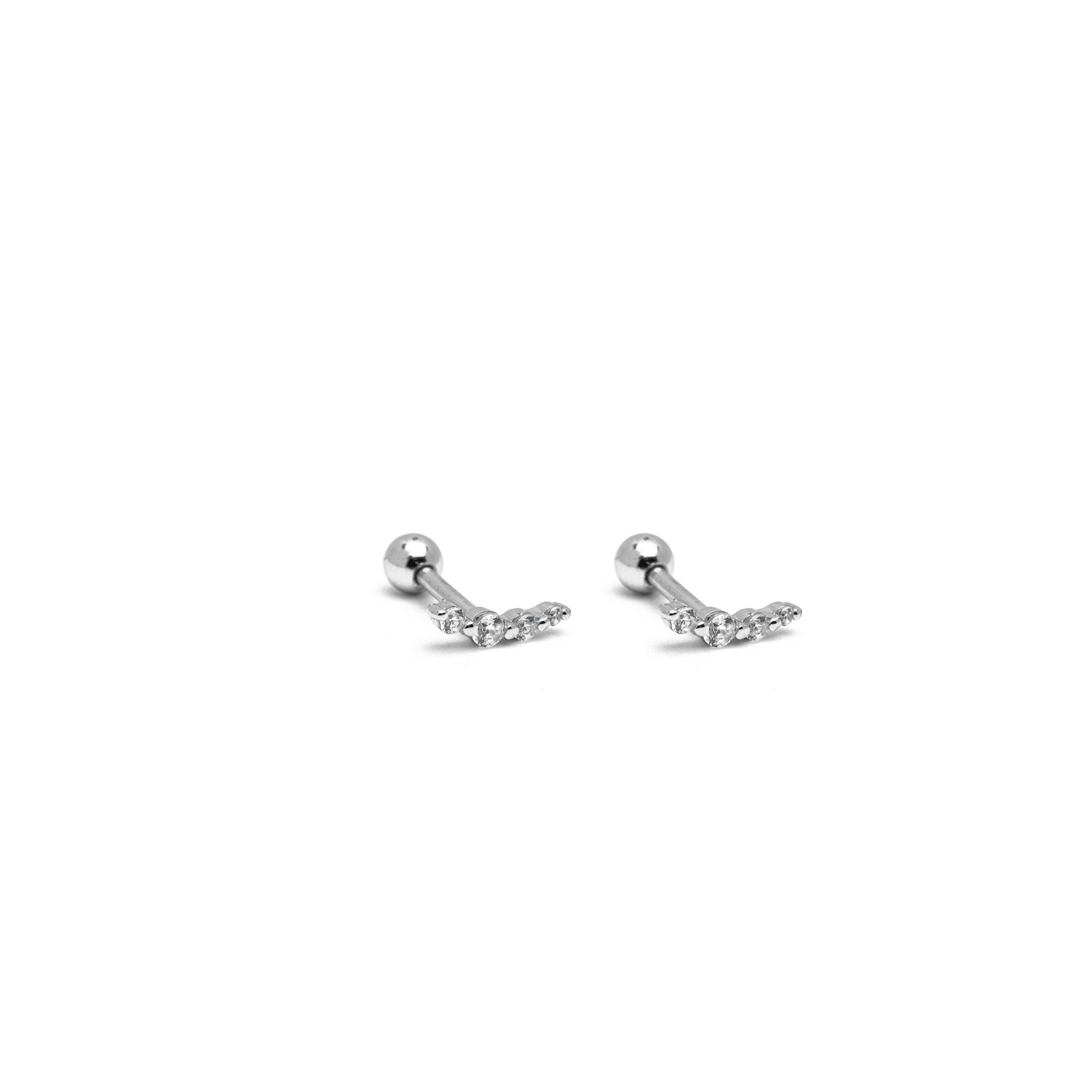 Picture of silver shooting star dainty screw ball back earrin
